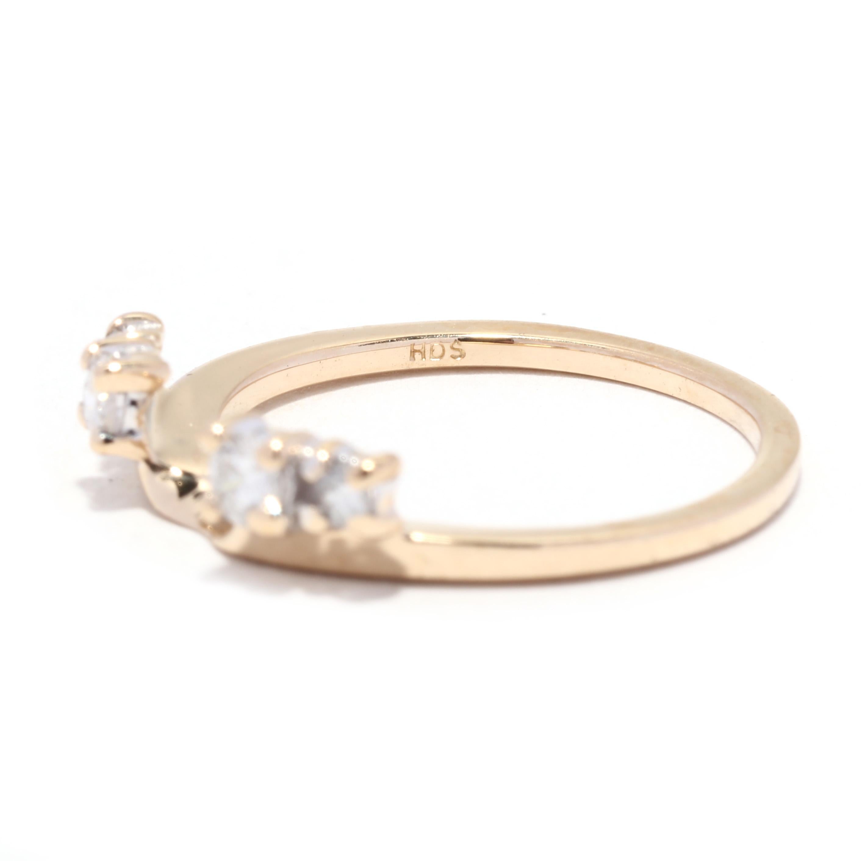 da uomo o donna Anello con diamante, oro giallo 14K, anello, impilabile