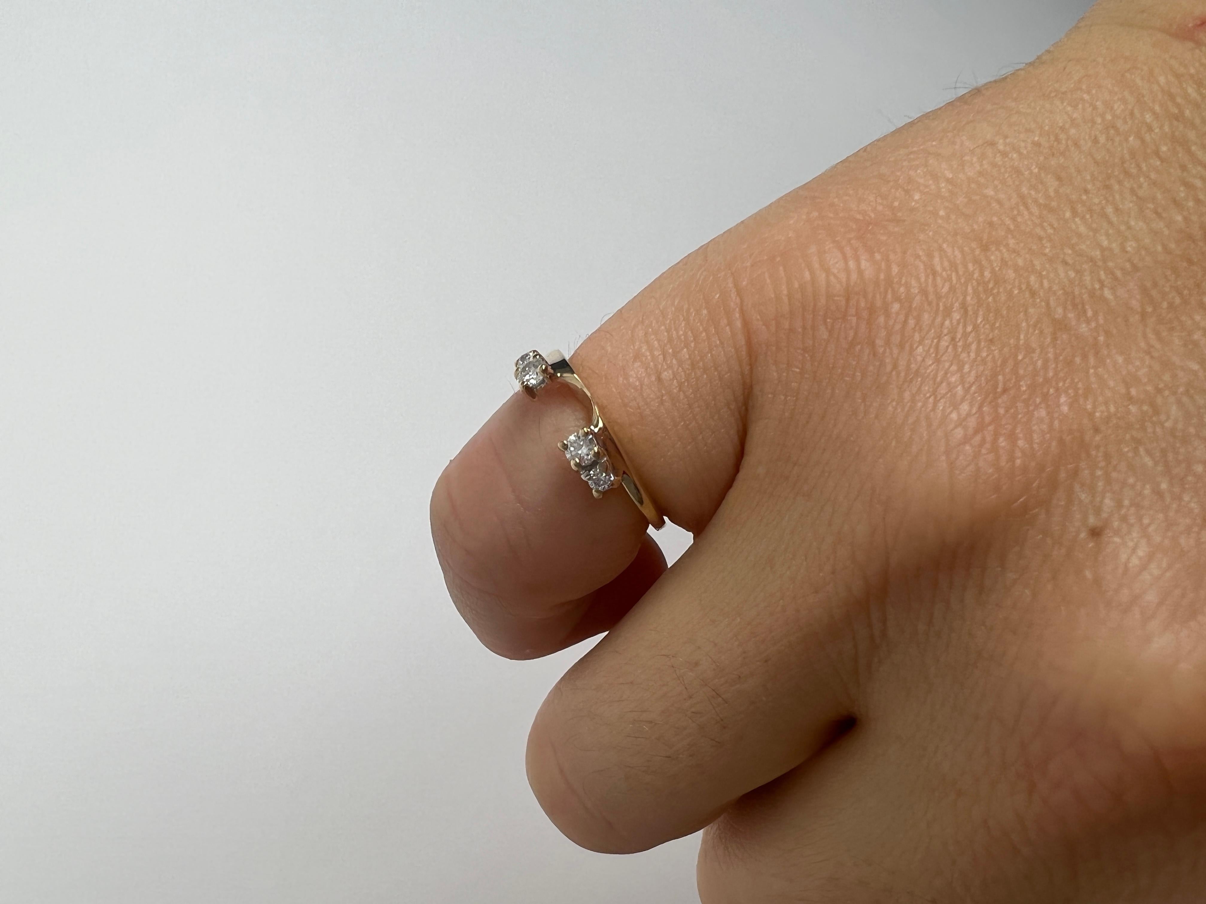 Anello con diamante, oro giallo 14K, anello, impilabile 3
