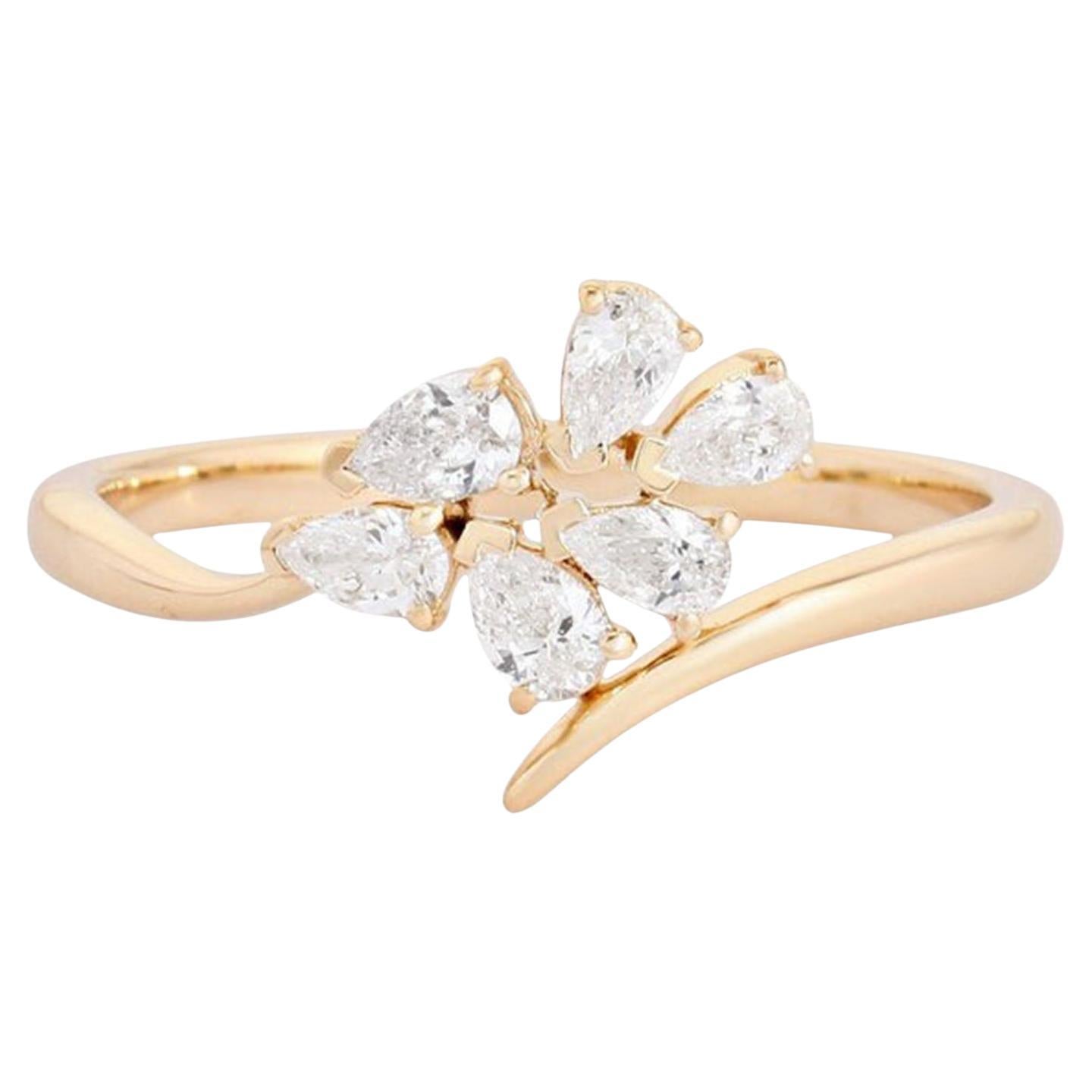 0.40ct Fancy Cut Diamond Wraparound Open Ring in 14K Yellow Gold