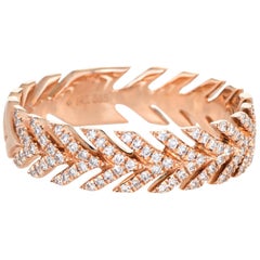 Diamond Wreath Band Estate 14 Karat Rose Gold Fine Jewelry Stacking Stacker