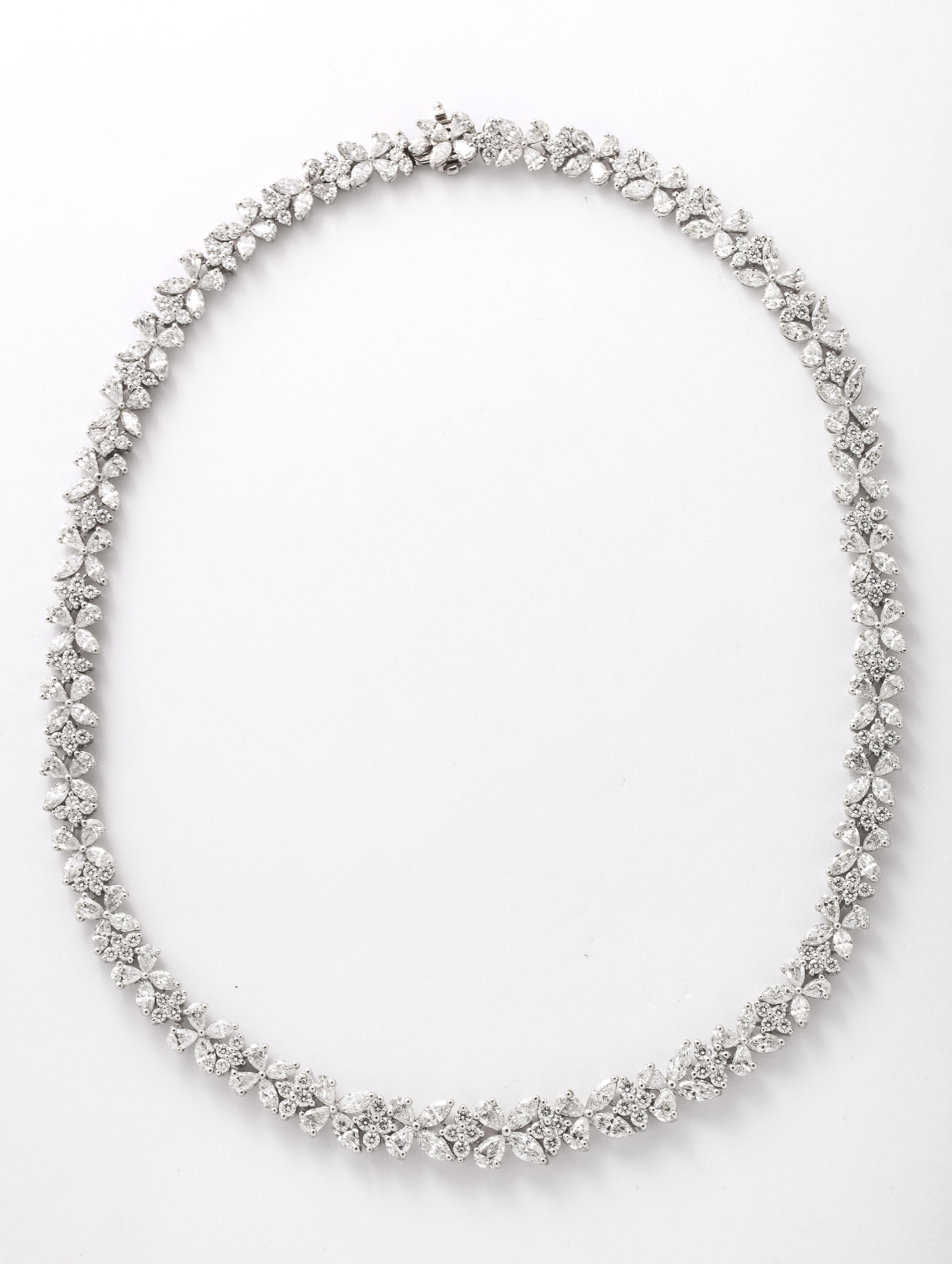 Pear Cut Diamond Wreath Necklace For Sale