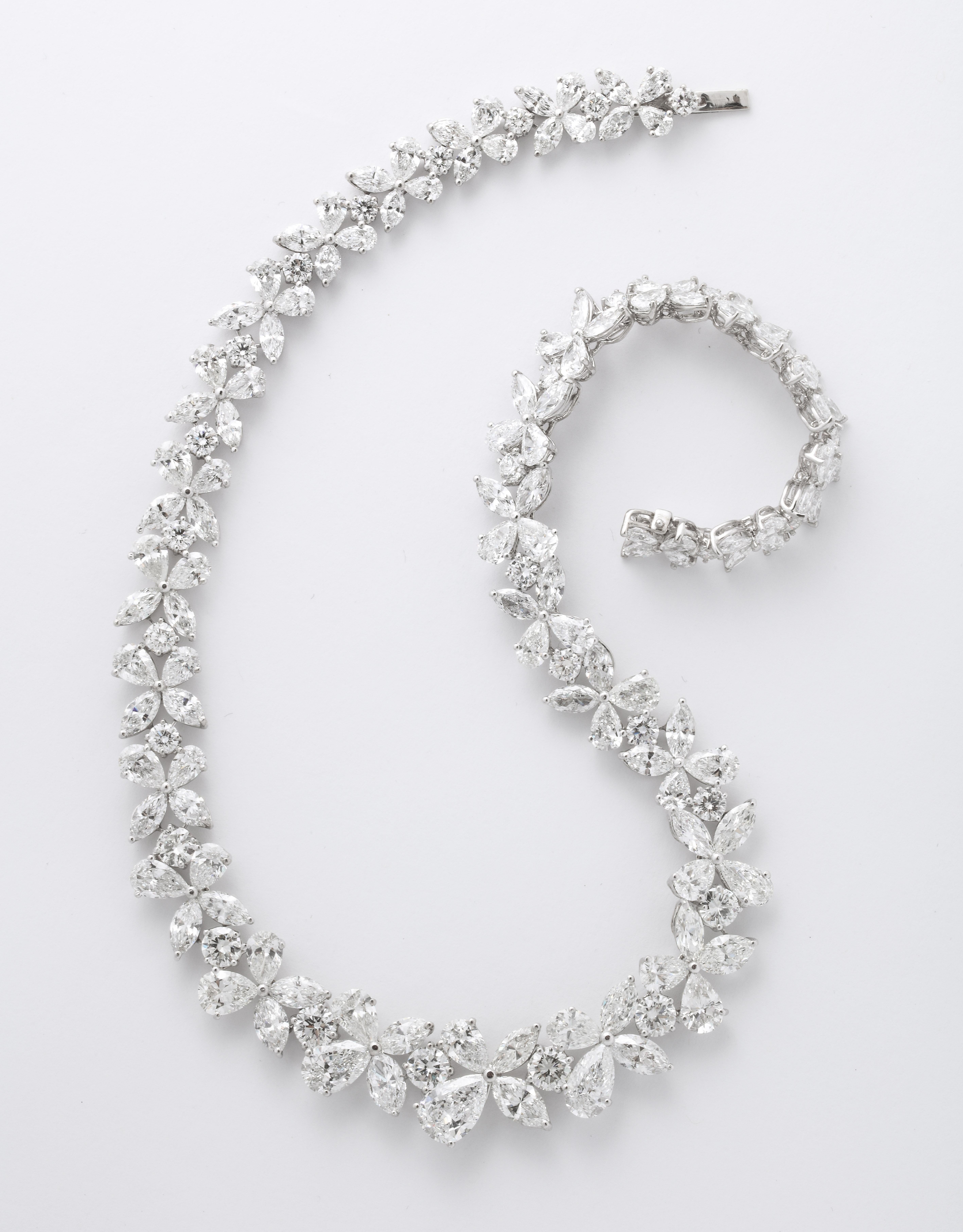 Pear Cut Diamond Wreath Necklace