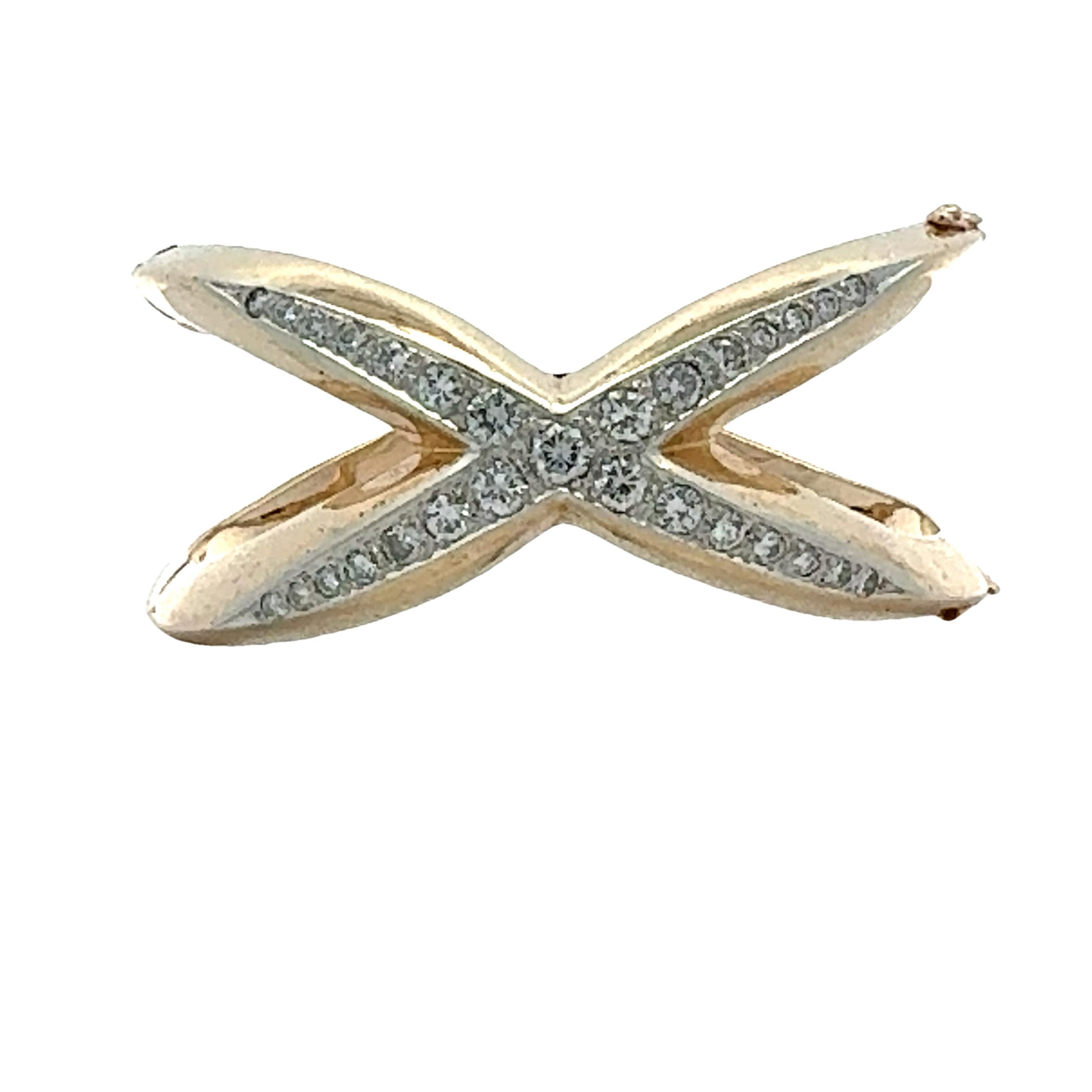Moderne Bracelet jonc moderne en or jaune 14 carats avec diamants « X » en vente