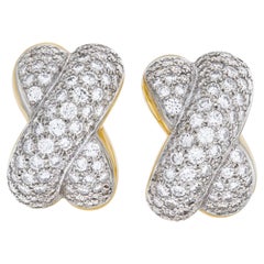 Boucles d'oreilles  X  en or blanc et jaune 18 carats avec diamants 8 carats (couleur G-H, puret VS)