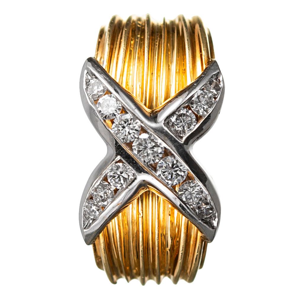 Women's Diamond “X” Hoop Earrings For Sale
