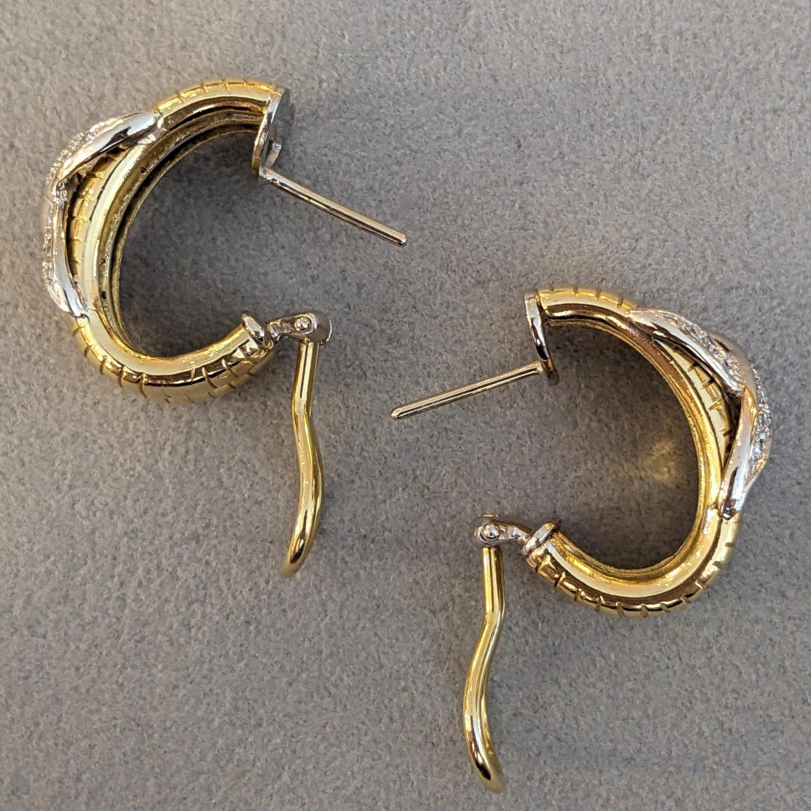 Créoles X en or jaune et blanc 18 carats en vente 1