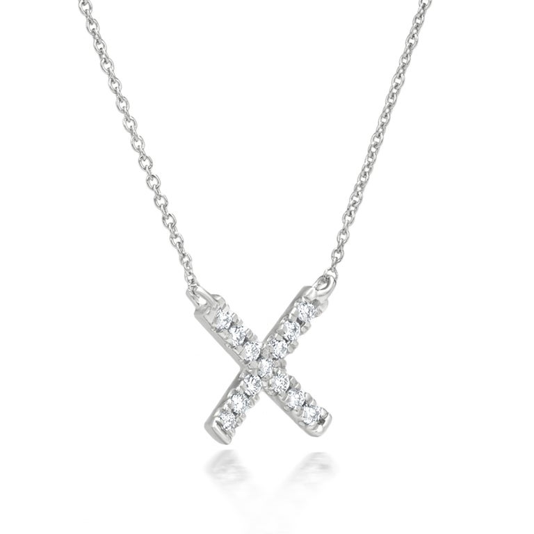 Luxle Diamond x Pendant Necklace in 18k White Gold For Sale at 1stDibs