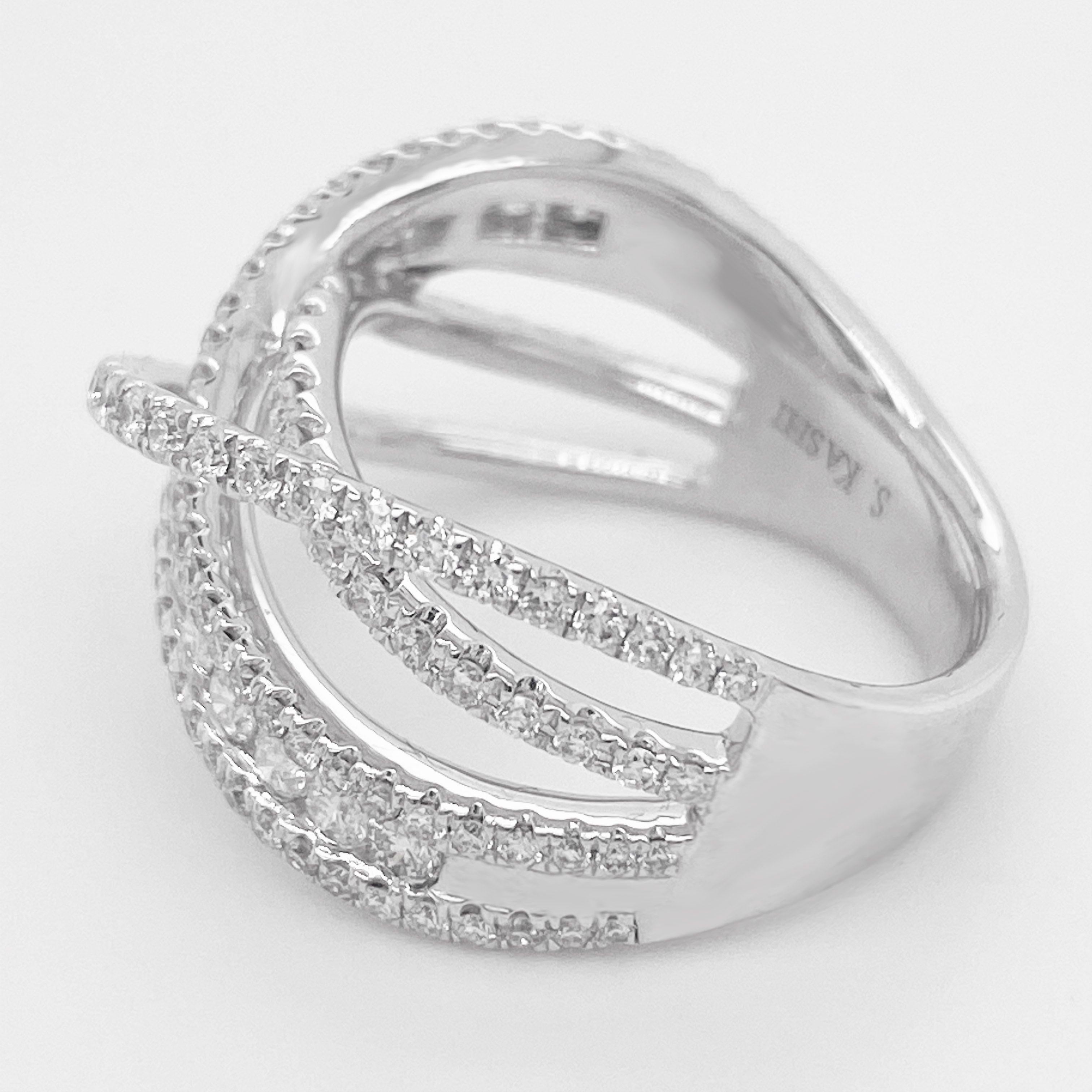 Im Angebot: Diamant X Ring 14 Karat Weißgold Criss Cross Band, Fashion X Ring, Galaxy Ring () 4