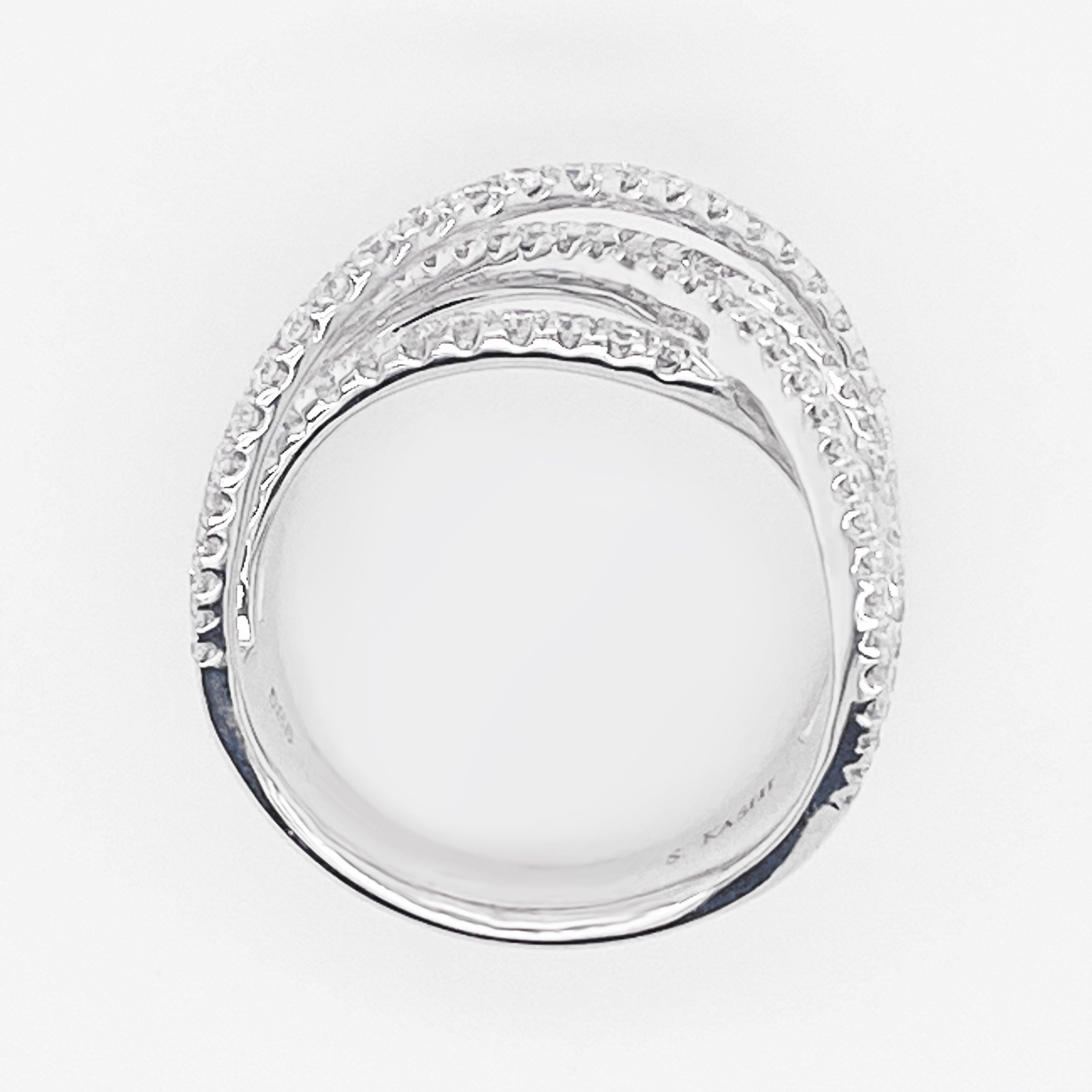 For Sale:  Diamond X Ring 14 Karat White Gold Criss Cross Band, Fashion X Ring, Galaxy Ring 6