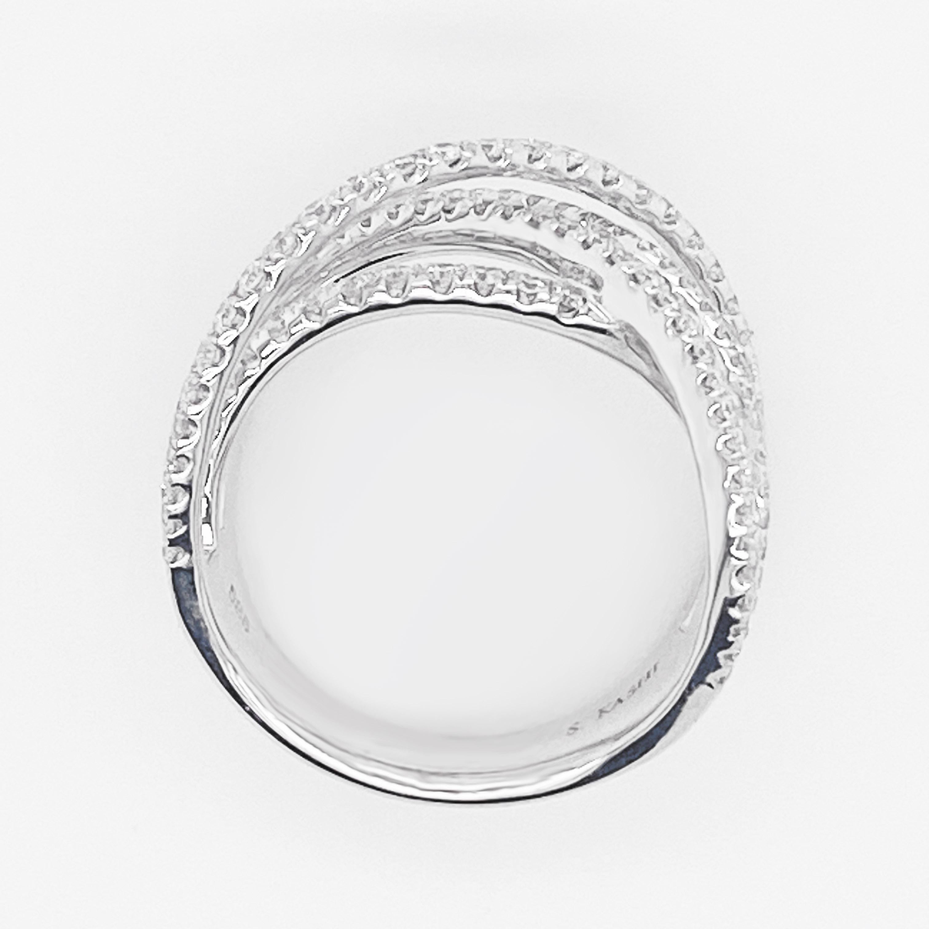 Modern Diamond X Ring 14 Karat White Gold Criss Cross Band, Fashion X Ring, Galaxy Ring For Sale