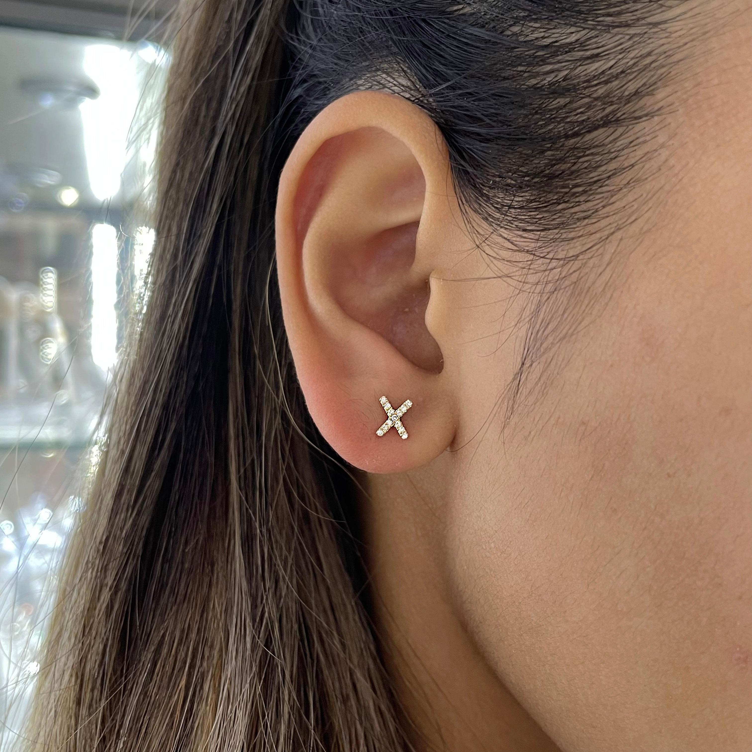 diamond stud cross earrings