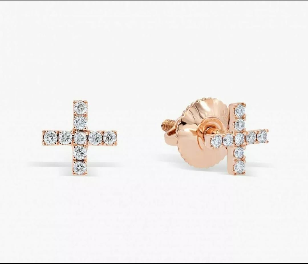 Femenino o masculino Pendientes de diamantes X de oro macizo de 14k Pendientes minimalistas de aniversario. en venta
