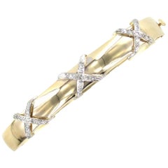 Diamond X Two-Tone Bangle Bracelet