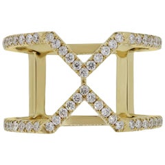 Diamond “x” Wide Band Ring