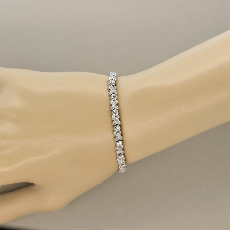 Diamond “XO” Gold Tennis Bracelet For Sale at 1stDibs