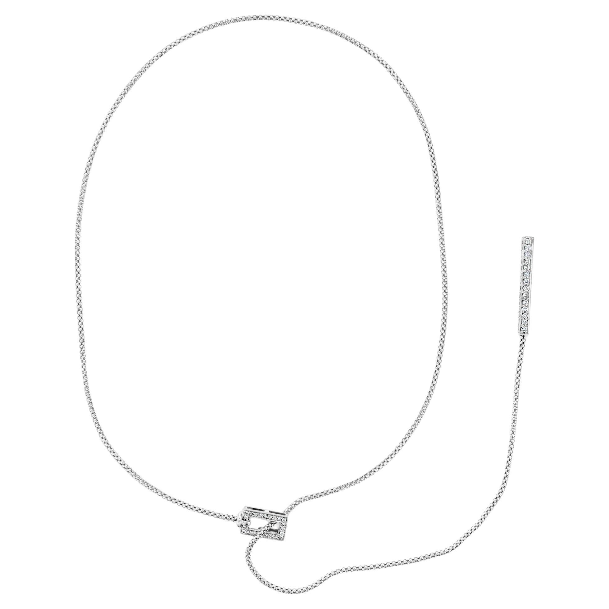 Collar con Barra de Gota de Diamantes Y 1.20cttw Oro Blanco 14K