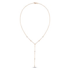 Collar Y de Diamantes en Oro Rosa de 14k