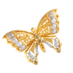 Diamond Yellow and White Gold Butterfly Brooch/Pendant Diamond Yellow and White Gold Butterfly Brooch/Pendant