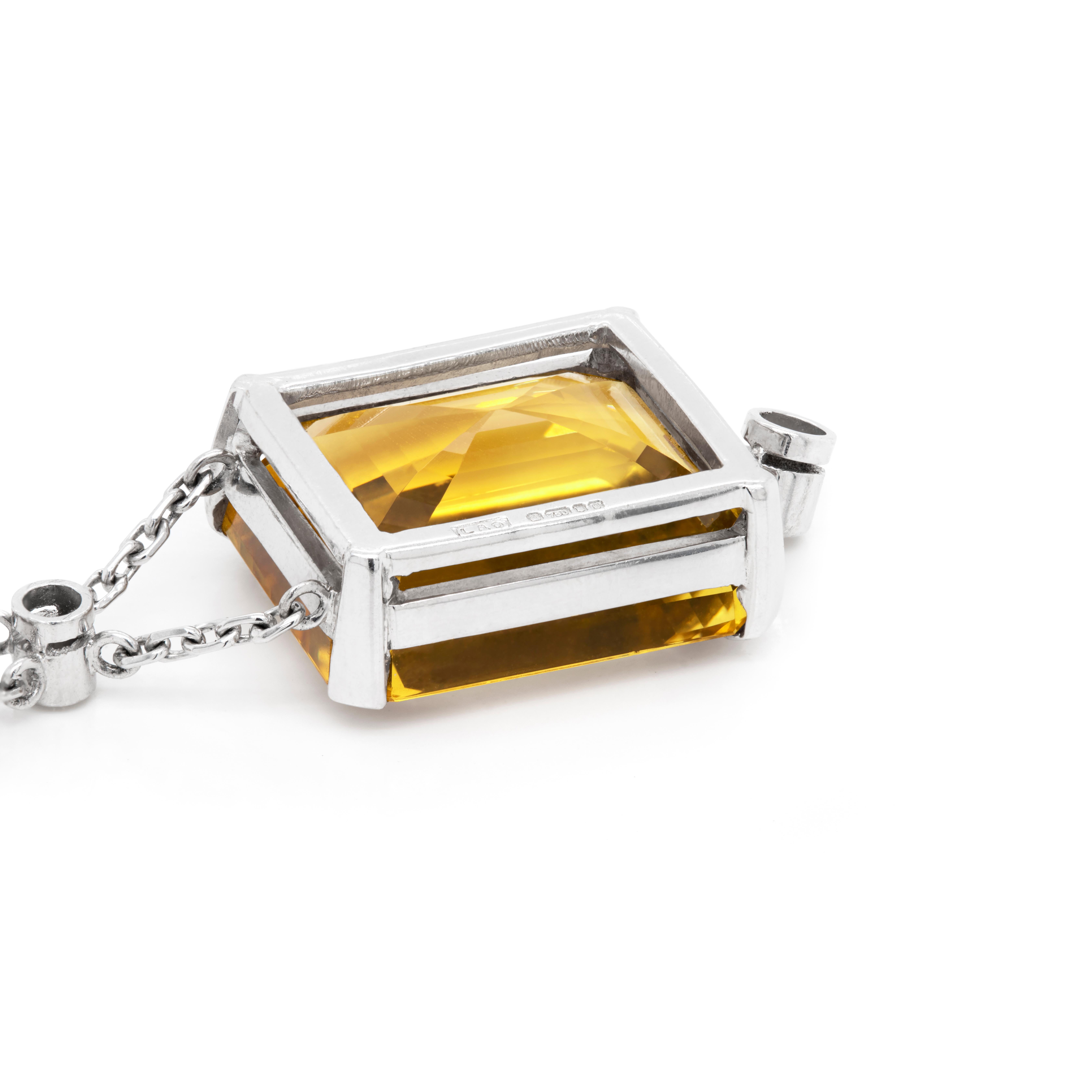 Anhänger-Halskette aus Diamant, gelbem Beryll und rosa Spinell, 18 Karat Weißgold (Moderne) im Angebot