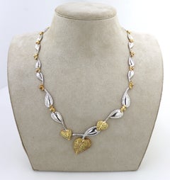 Diamond, Yellow Diamond, 18k Gold Heart Necklace