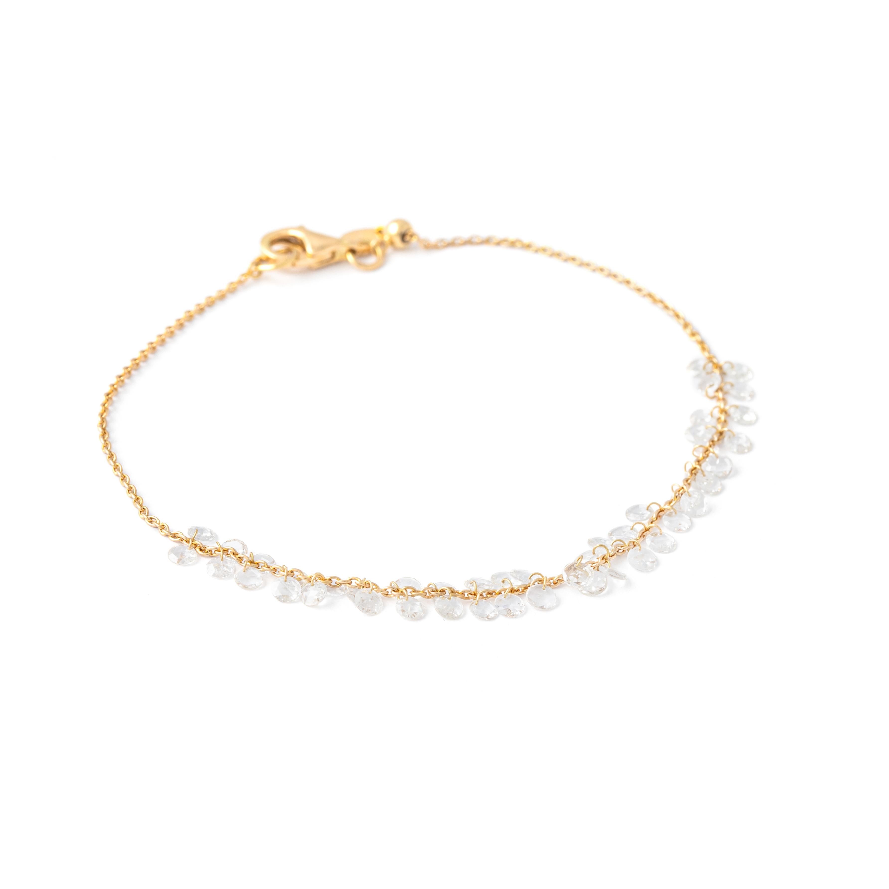 Women's or Men's Diamond Yellow Gold 18K Bracelet For Sale