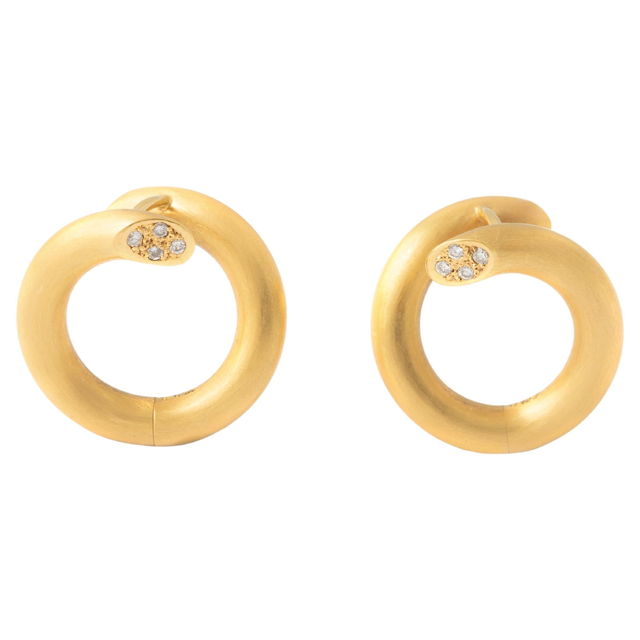 Diamond Yellow Gold 18K Earrings For Sale