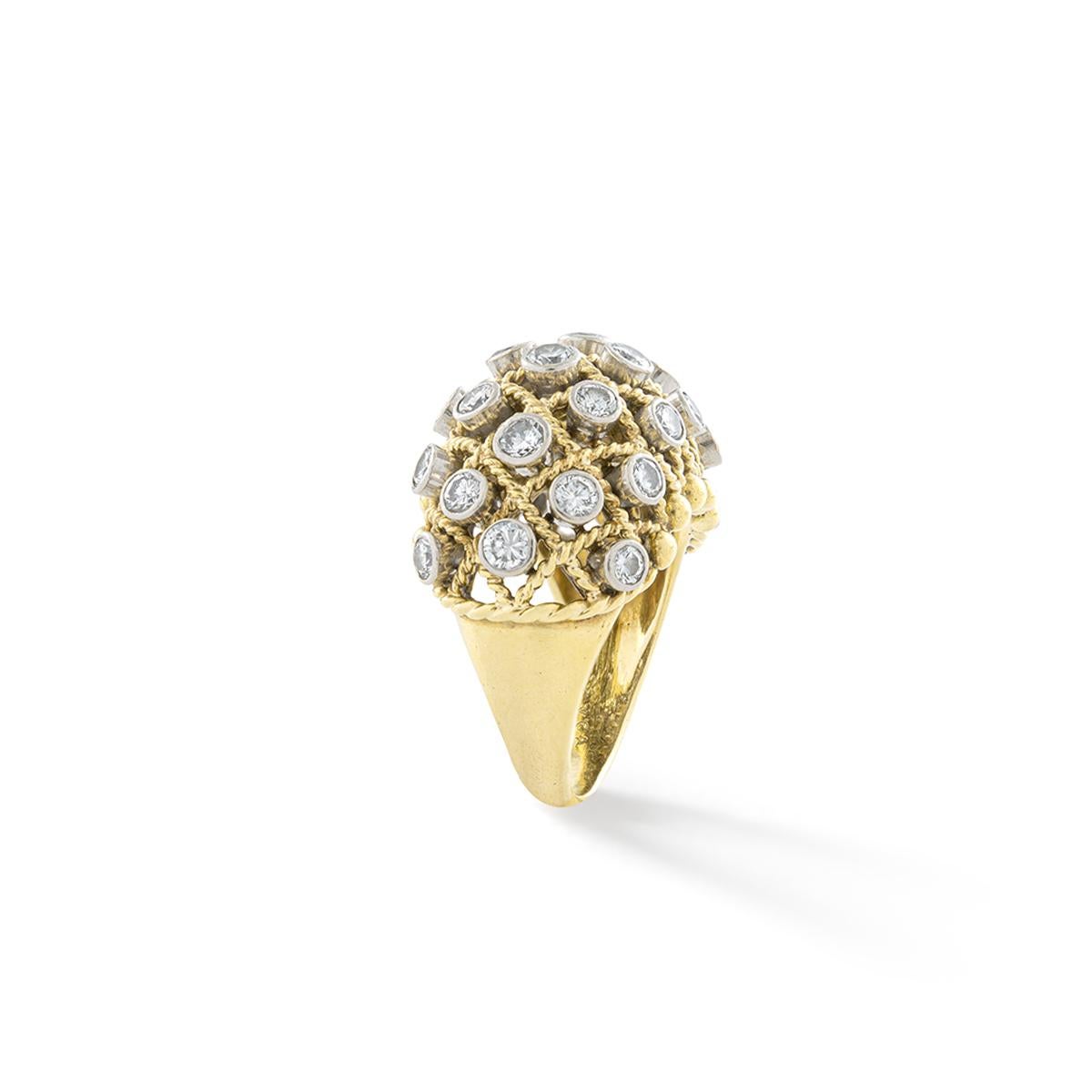 Diamant-Gelbgold 18k Ring, 1950er Jahre (Retro) im Angebot