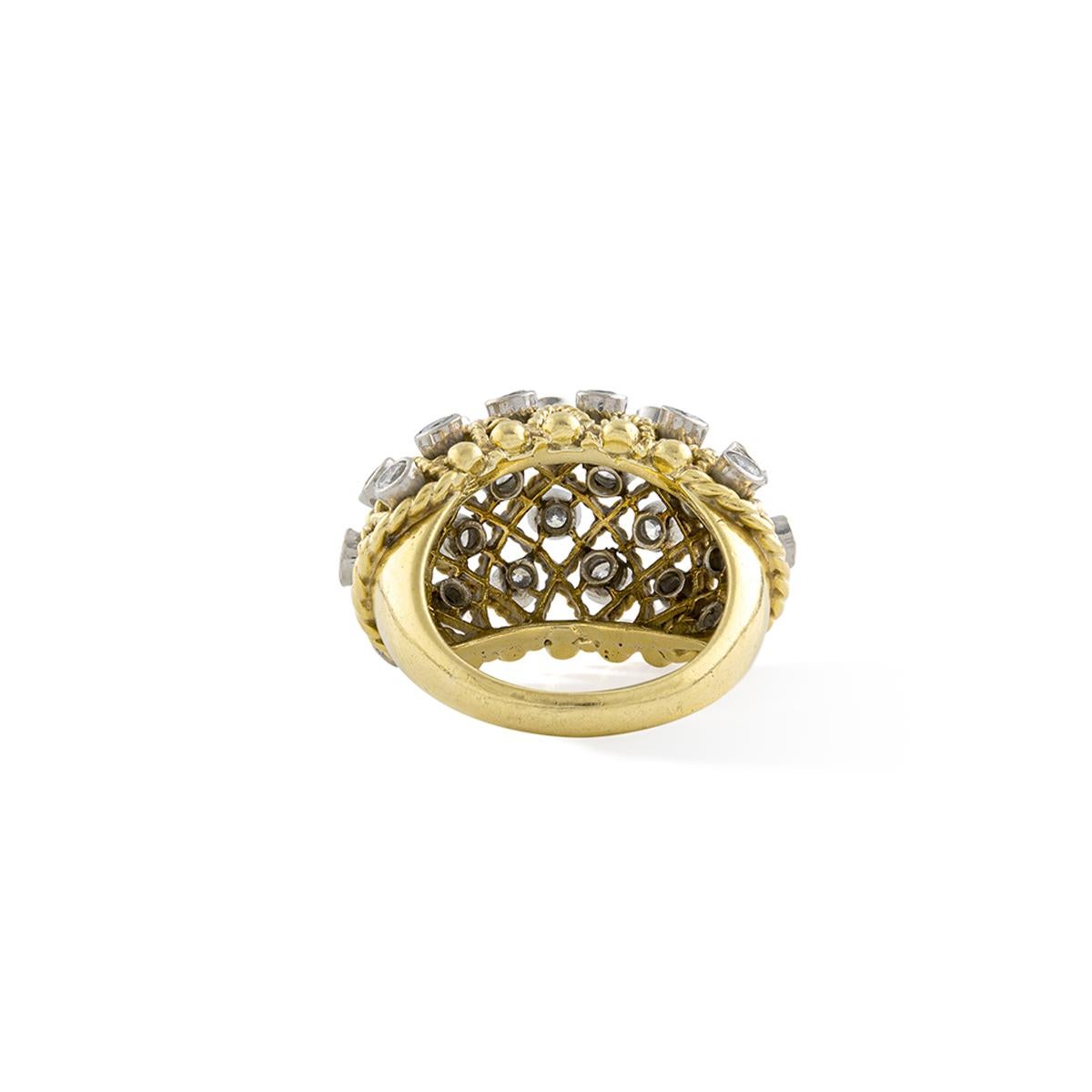 Round Cut Diamond Yellow Gold 18k Ring, 1950s For Sale