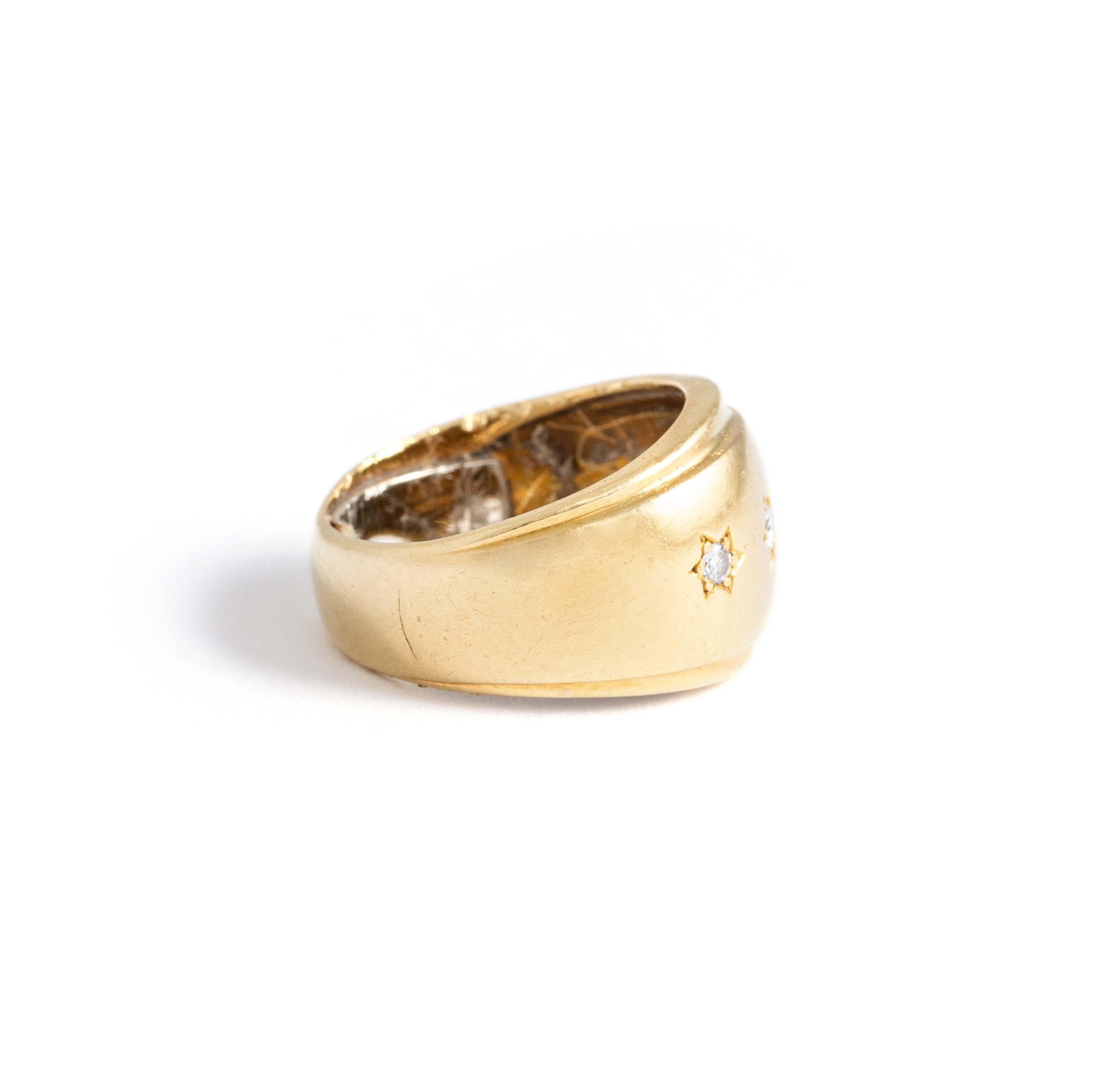 Diamond Yellow Gold 18k Ring, 1950s In Good Condition For Sale In Geneva, CH
