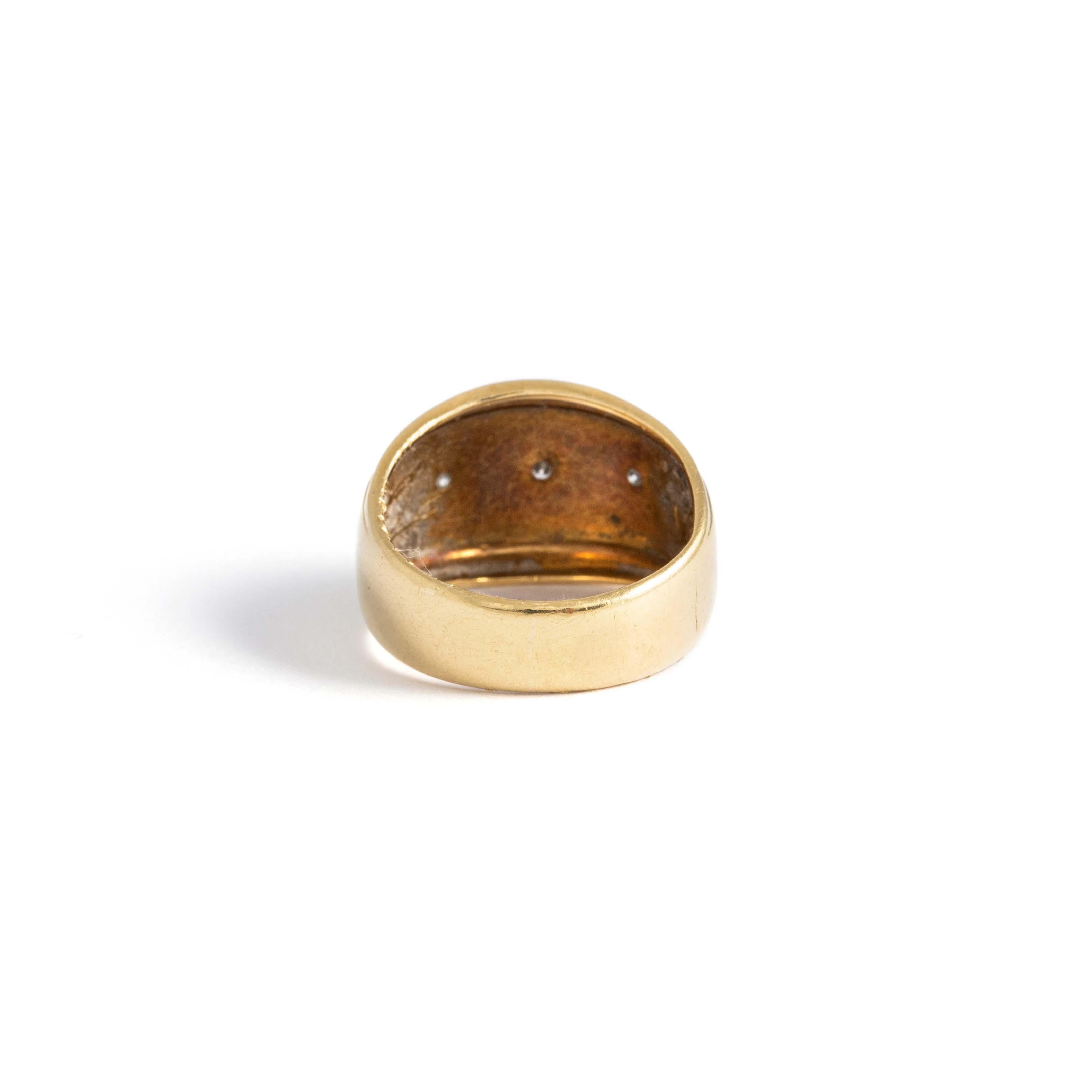 Women's or Men's Diamond Yellow Gold 18k Ring, 1950s For Sale