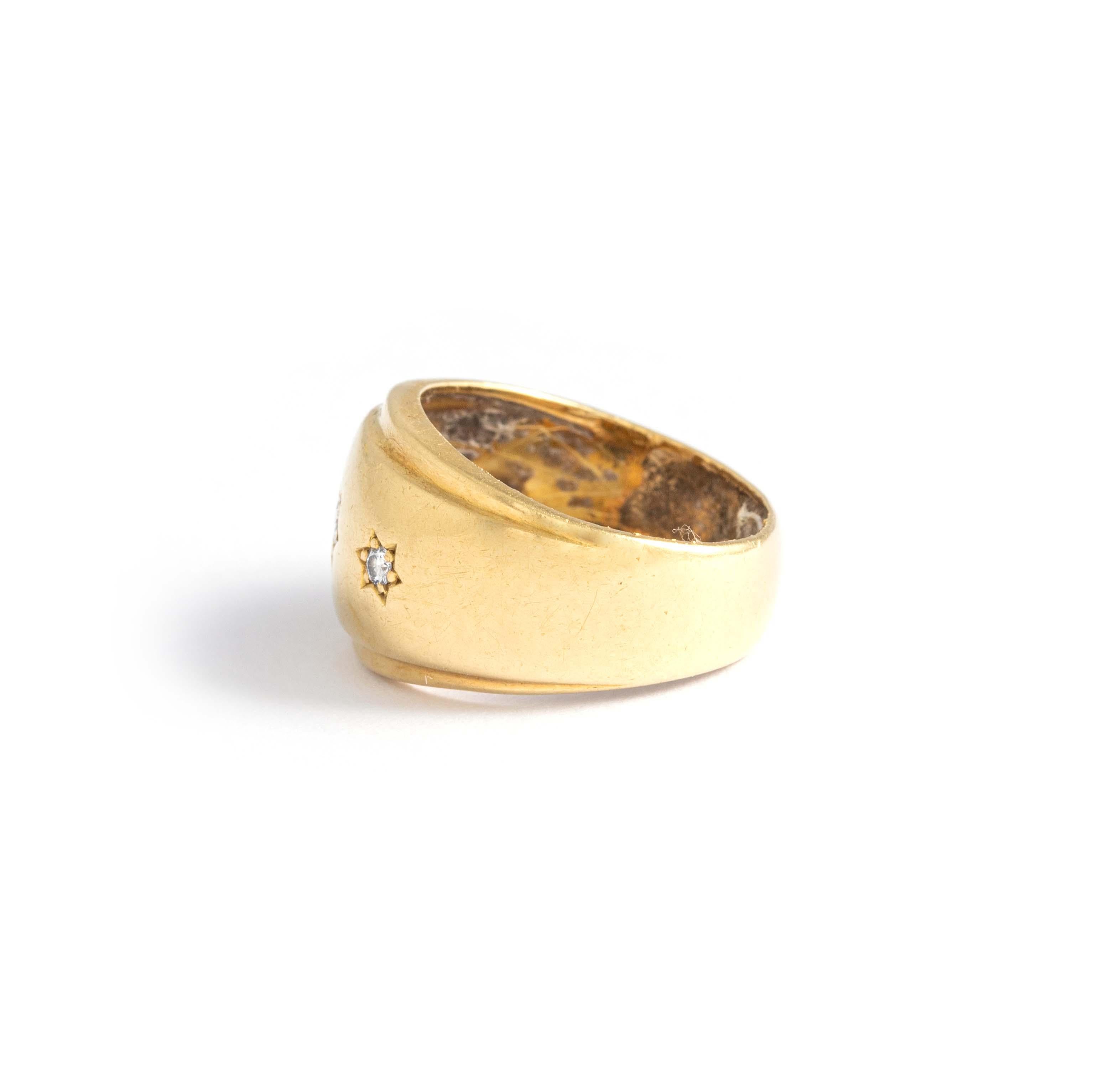 Diamond Yellow Gold 18k Ring, 1950s For Sale 1
