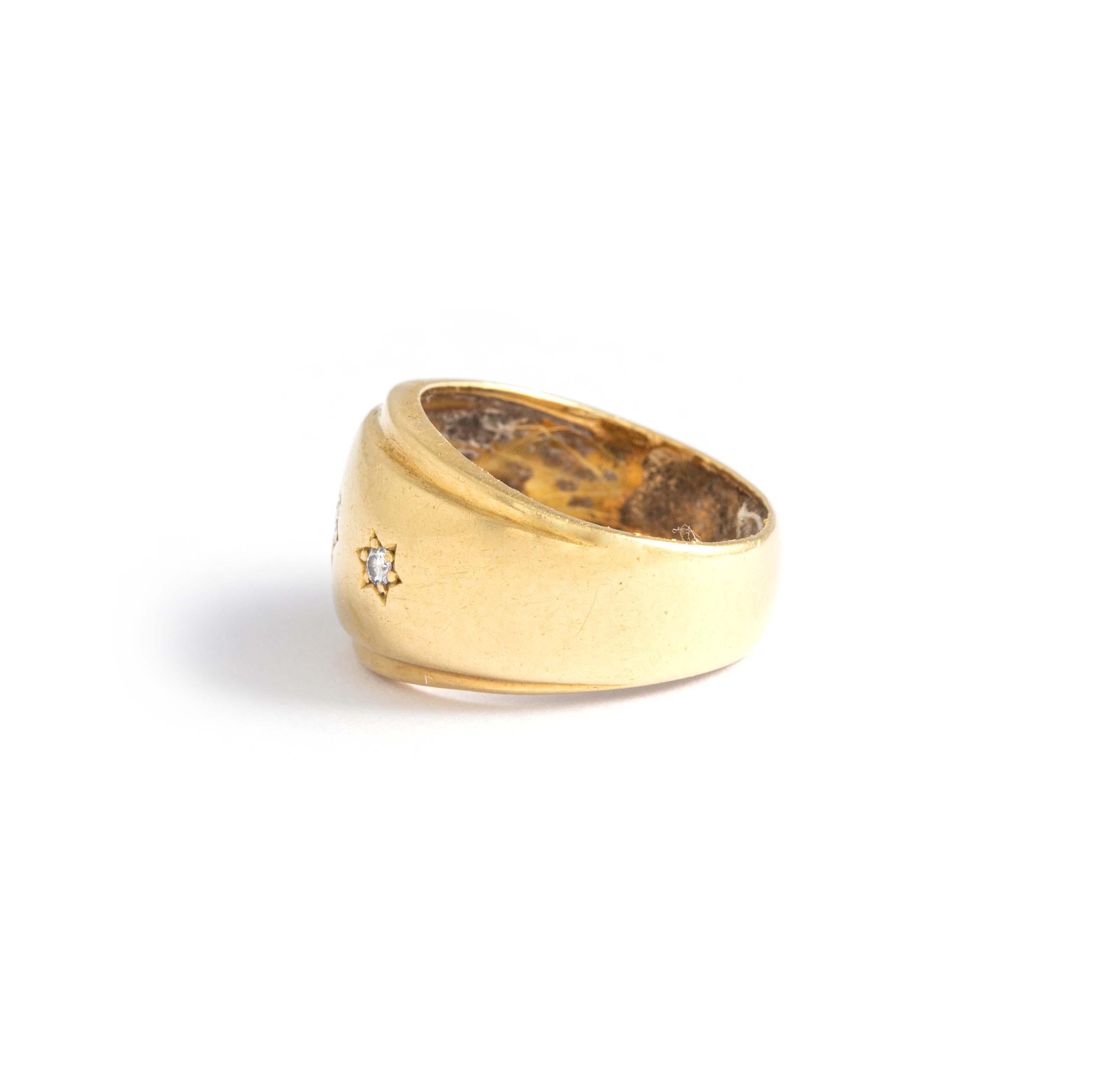 Bague en or jaune 18K avec diamant 1950S en vente 1