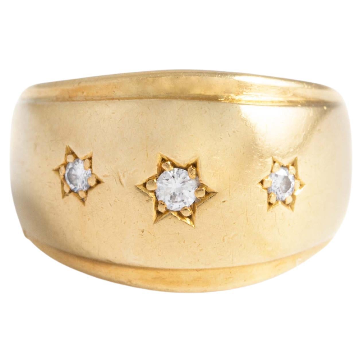 Diamond Yellow Gold 18k Ring, 1950s For Sale