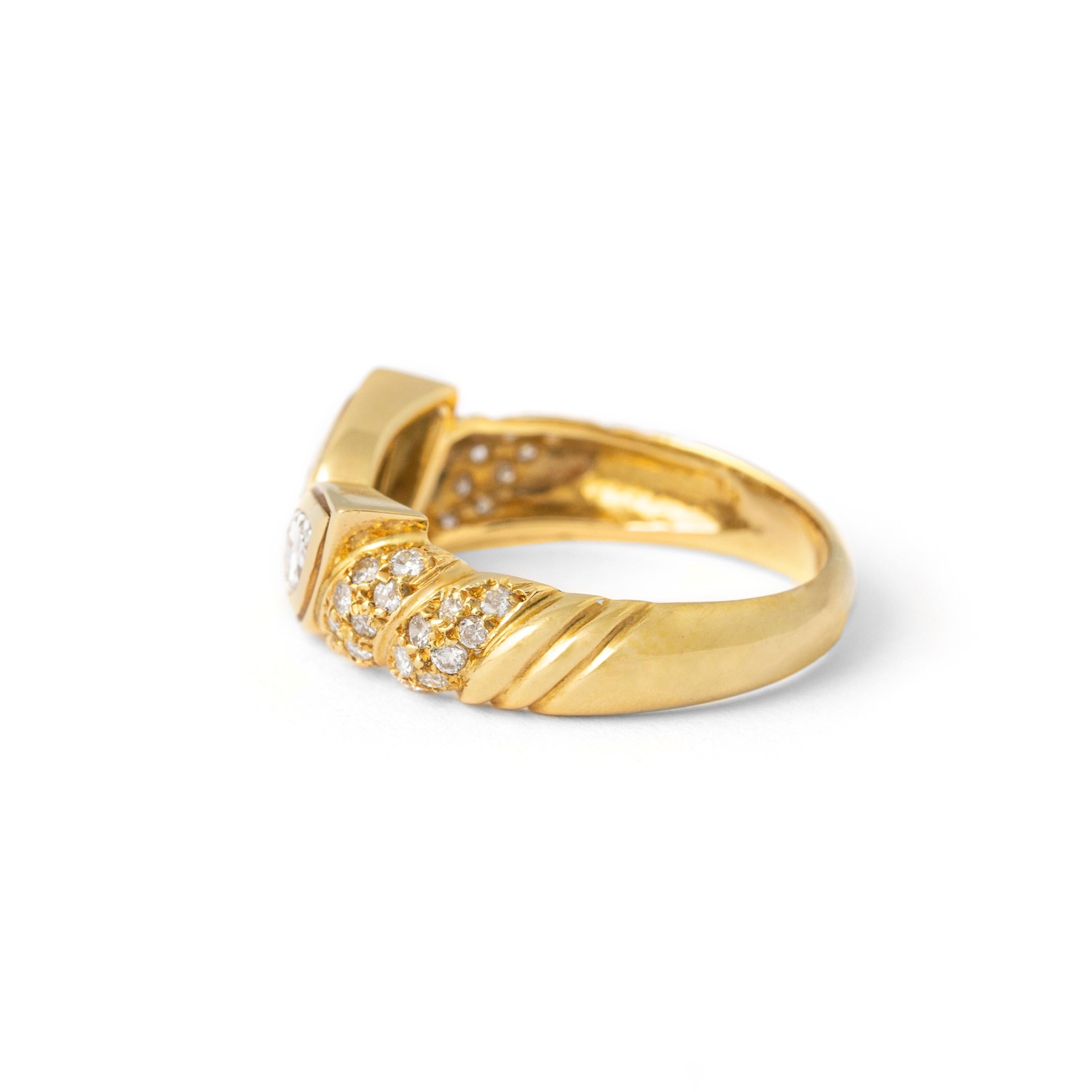Women's or Men's Diamond Yellow Gold 18K Ring For Sale