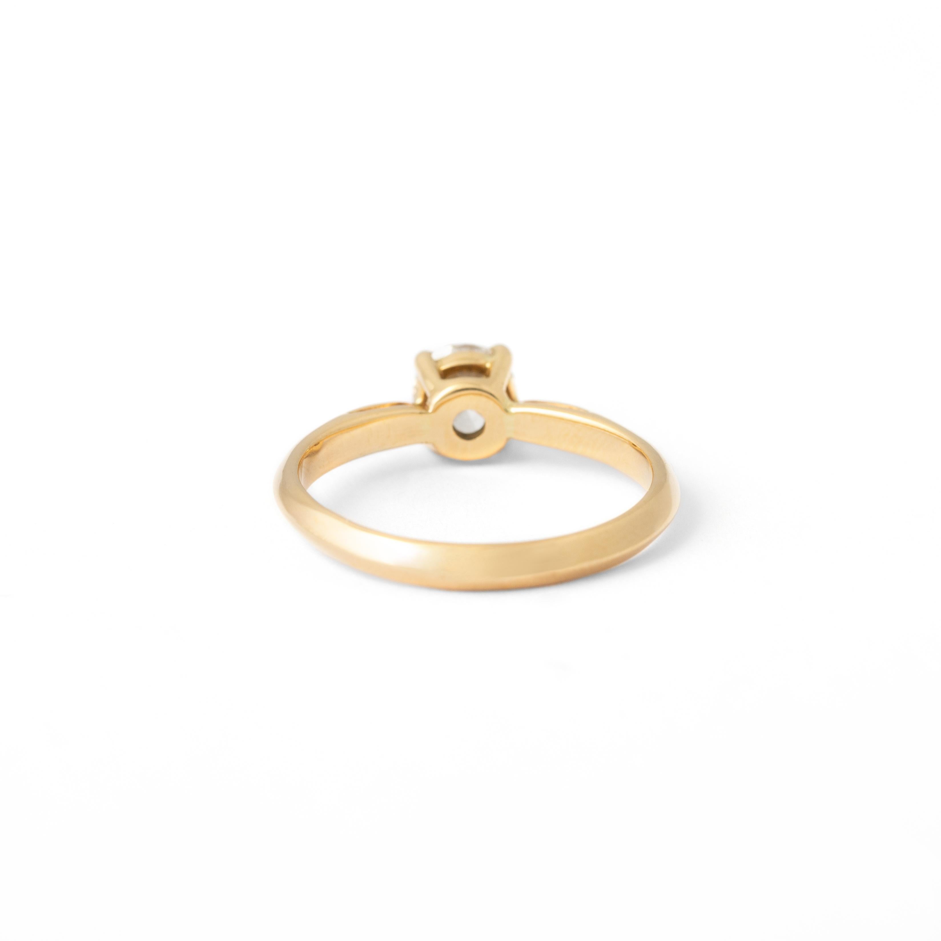 Diamond Yellow Gold 18K Ring In Excellent Condition For Sale In Geneva, CH
