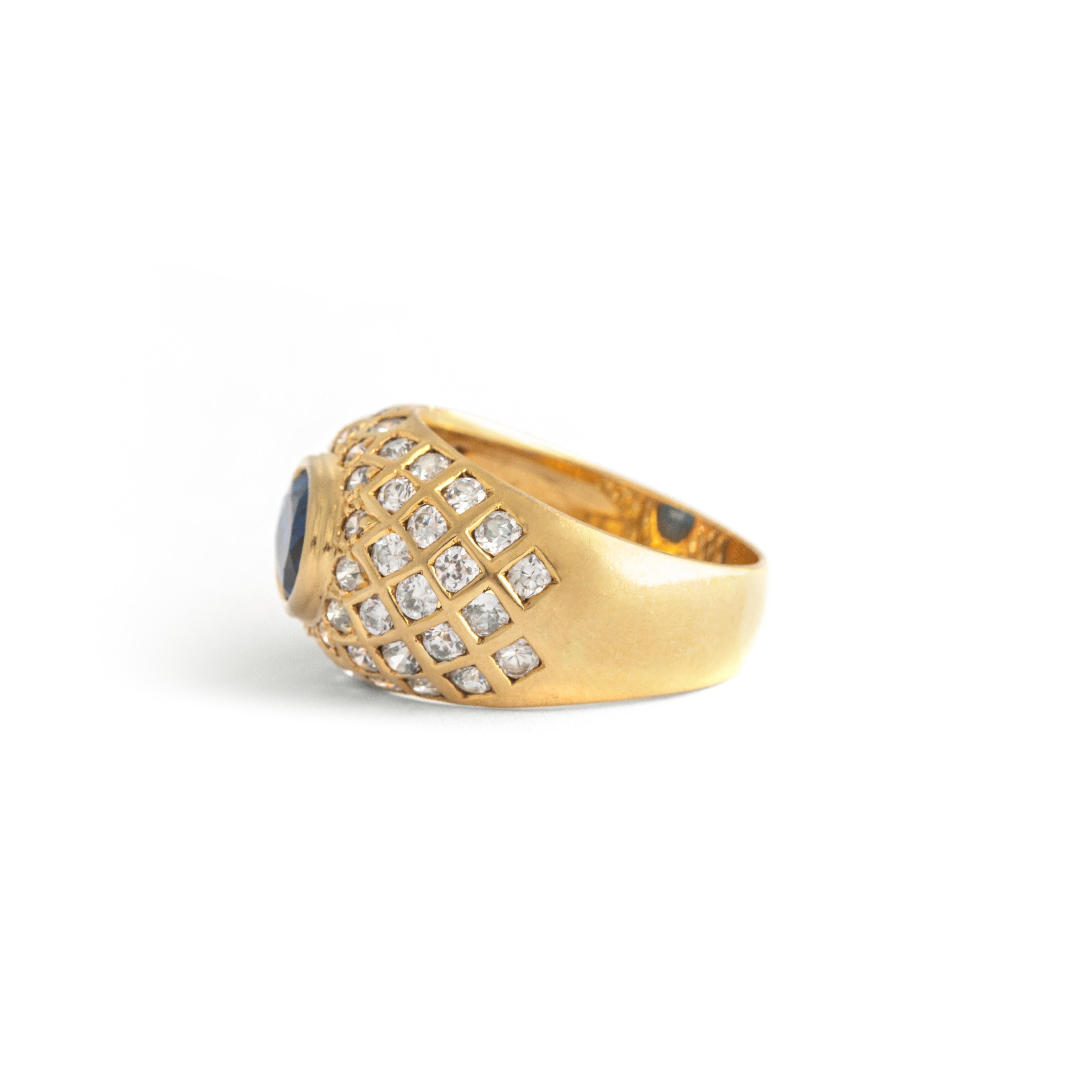 Diamond Yellow Gold 18K Ring For Sale 1