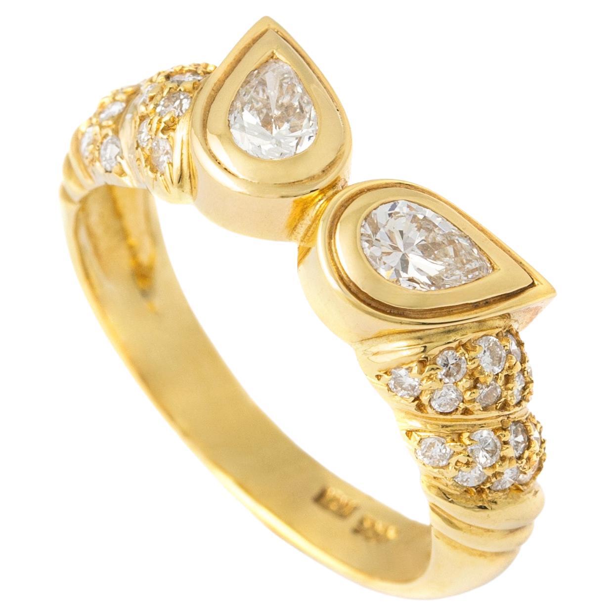 Diamond Yellow Gold 18K Ring For Sale