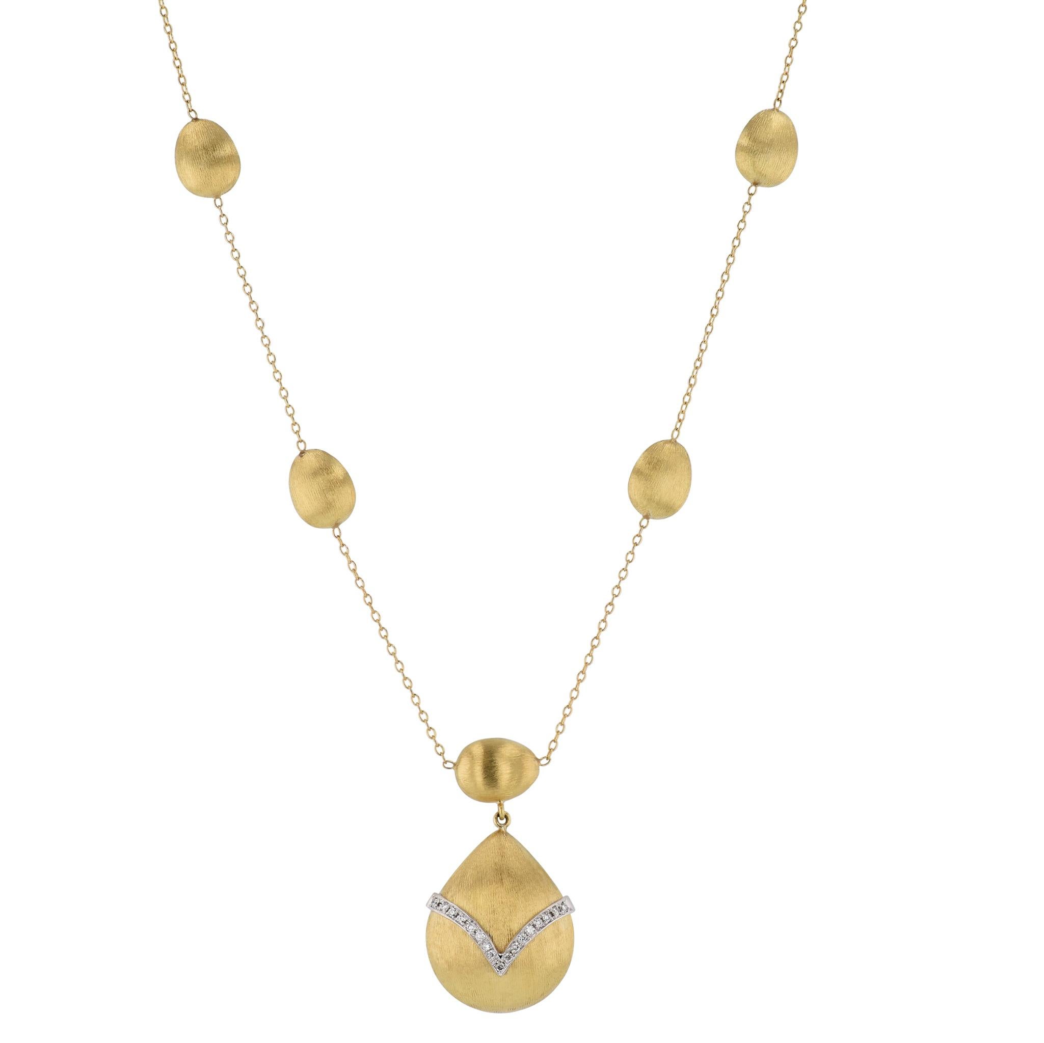 Modern Diamond Yellow Gold 7 Station Estate Necklace For Sale