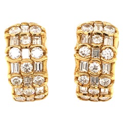 Diamond Yellow Gold 750 Cluster Earclips