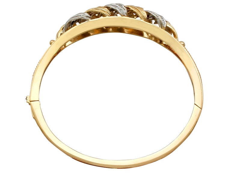 Diamond Yellow Gold and White Gold Set Bangle, Circa 2000 For Sale at ...