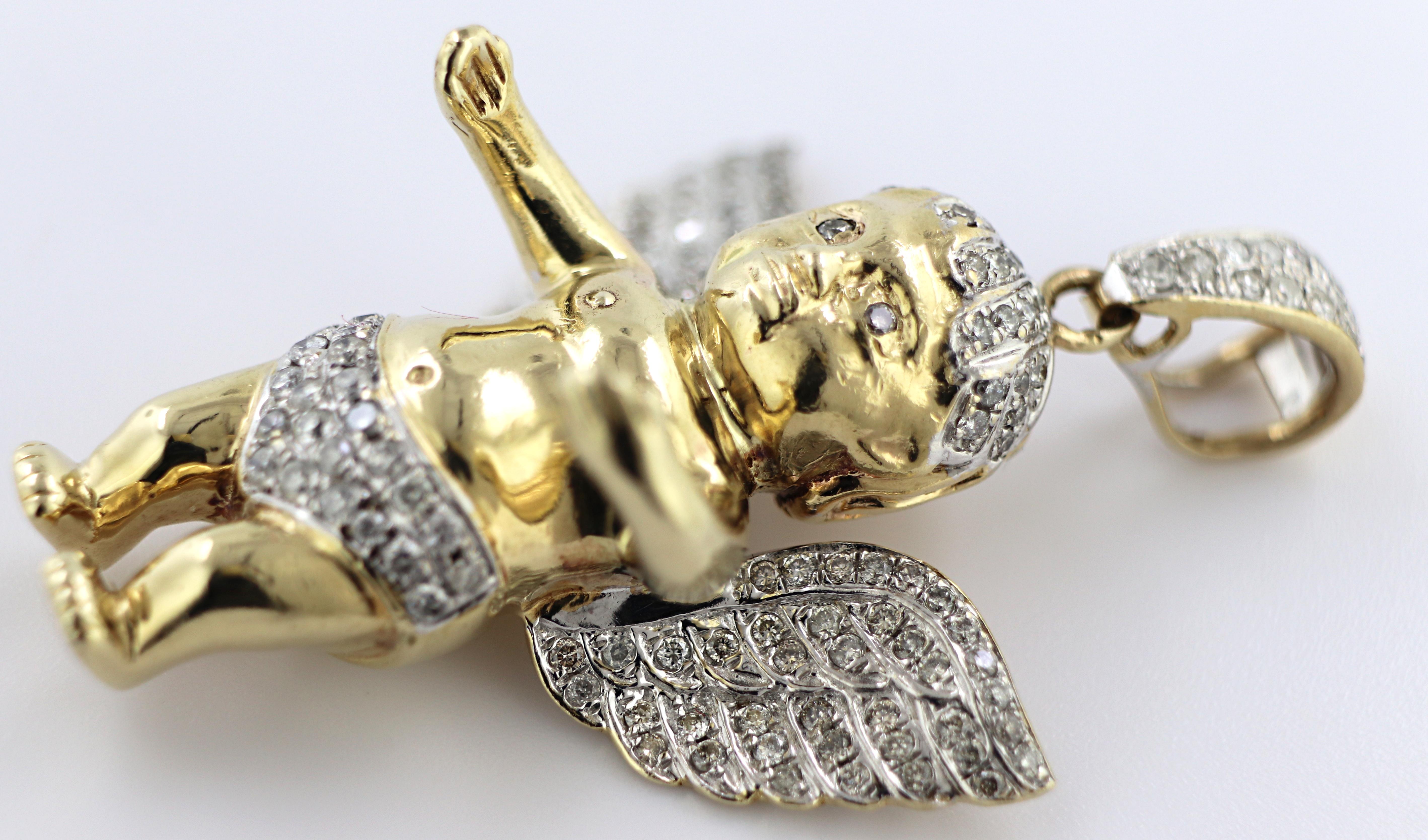 Diamant, Gelbgold Engel-Anhänger im Angebot 4
