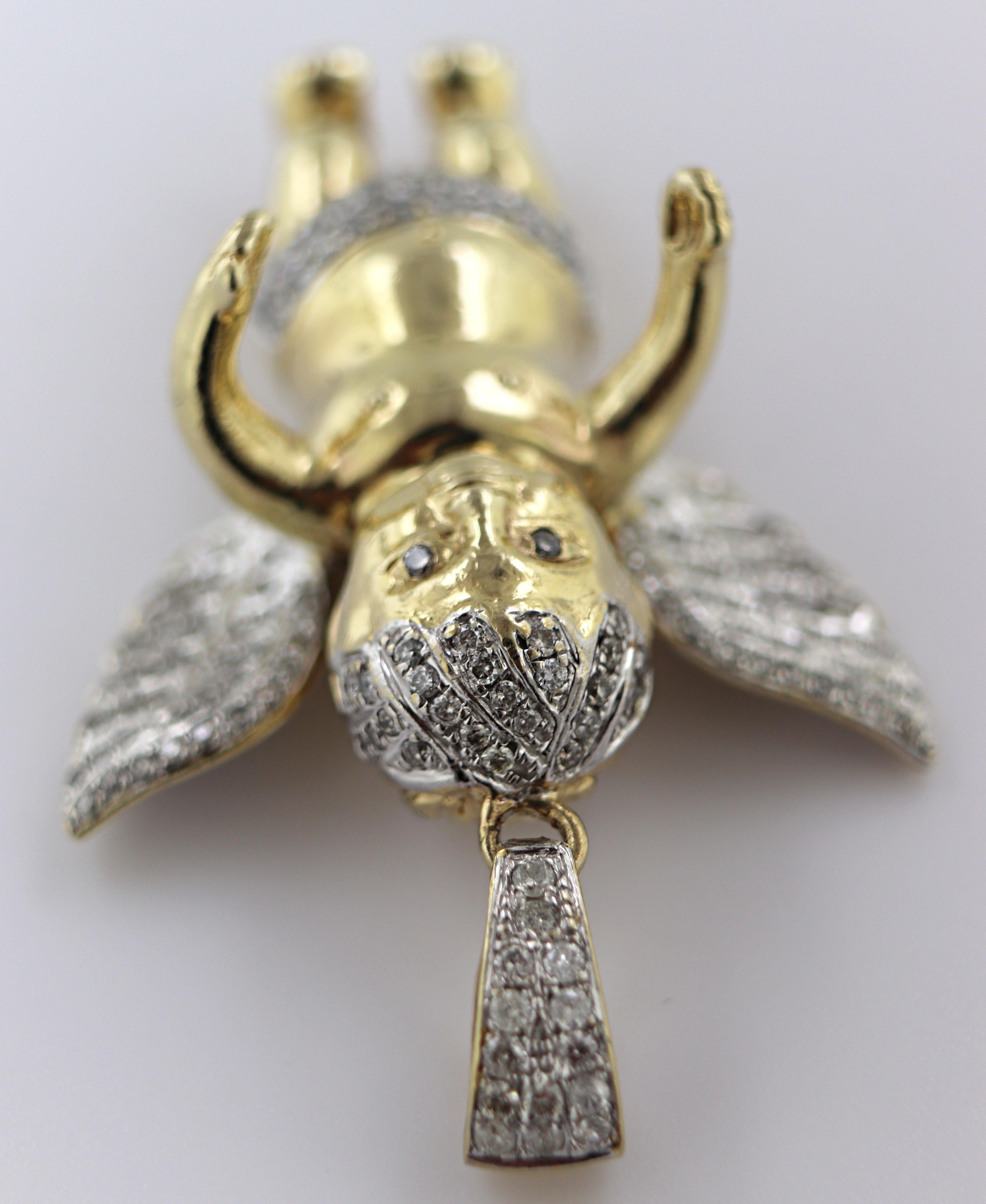 Diamant, Gelbgold Engel-Anhänger im Angebot 5