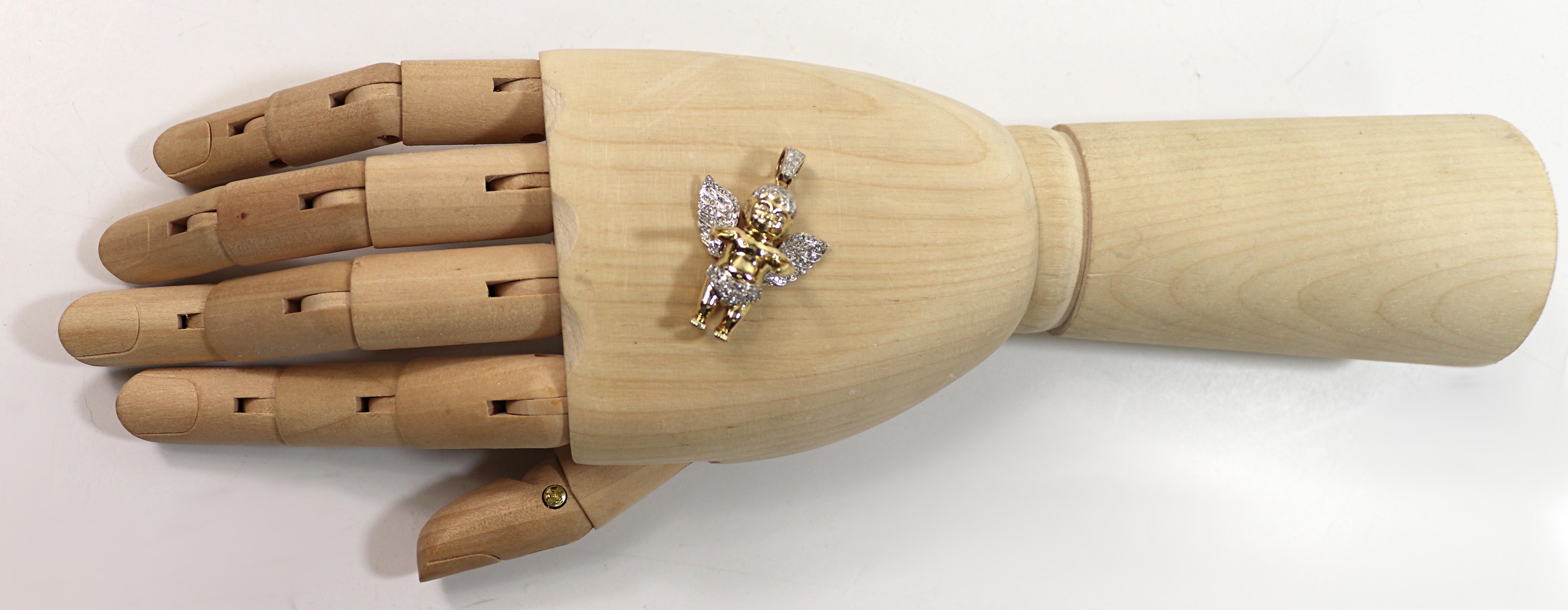Diamant, Gelbgold Engel-Anhänger im Angebot 6