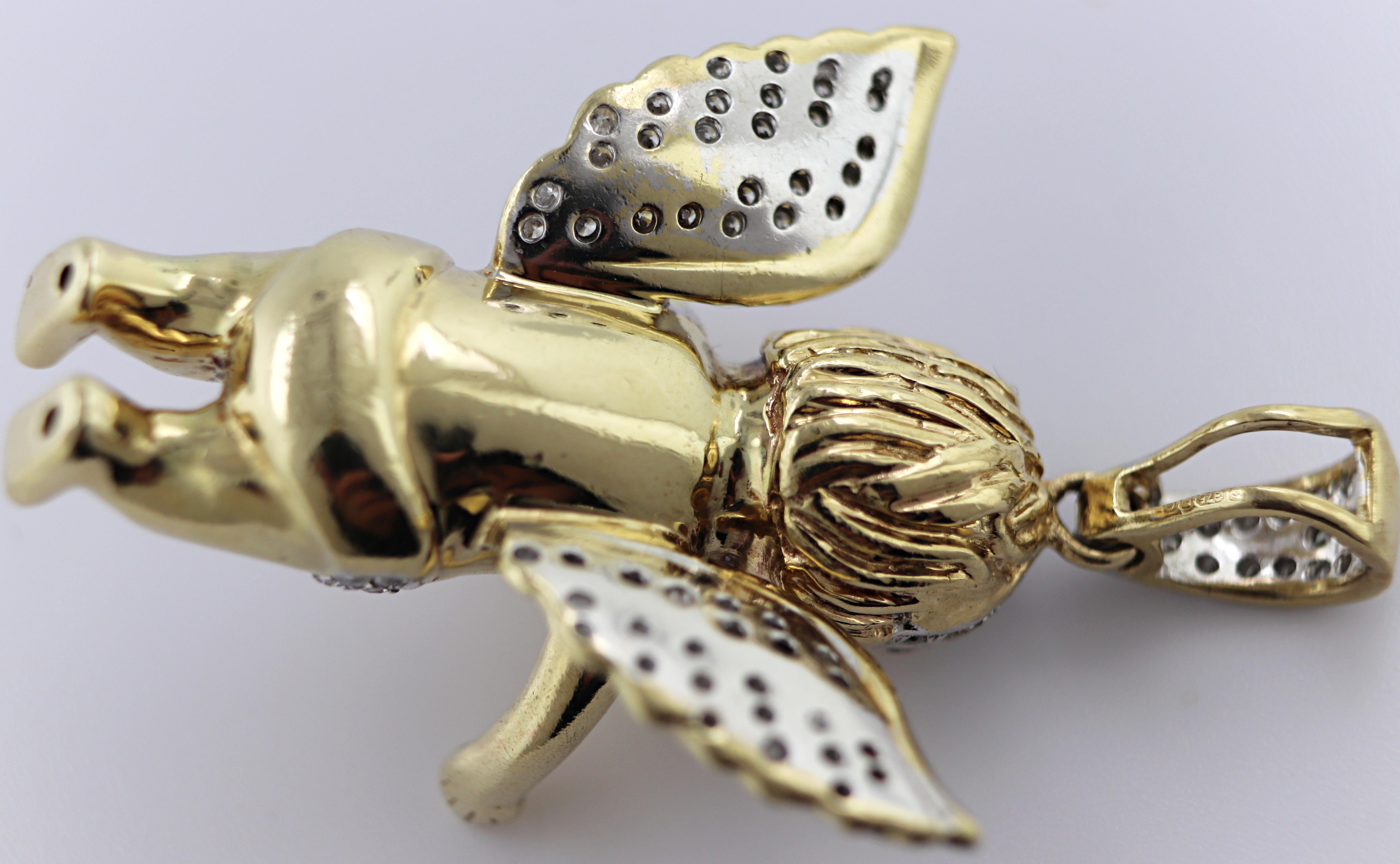 Diamant, Gelbgold Engel-Anhänger im Angebot 8