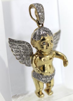 Diamant, Gelbgold Engel-Anhänger