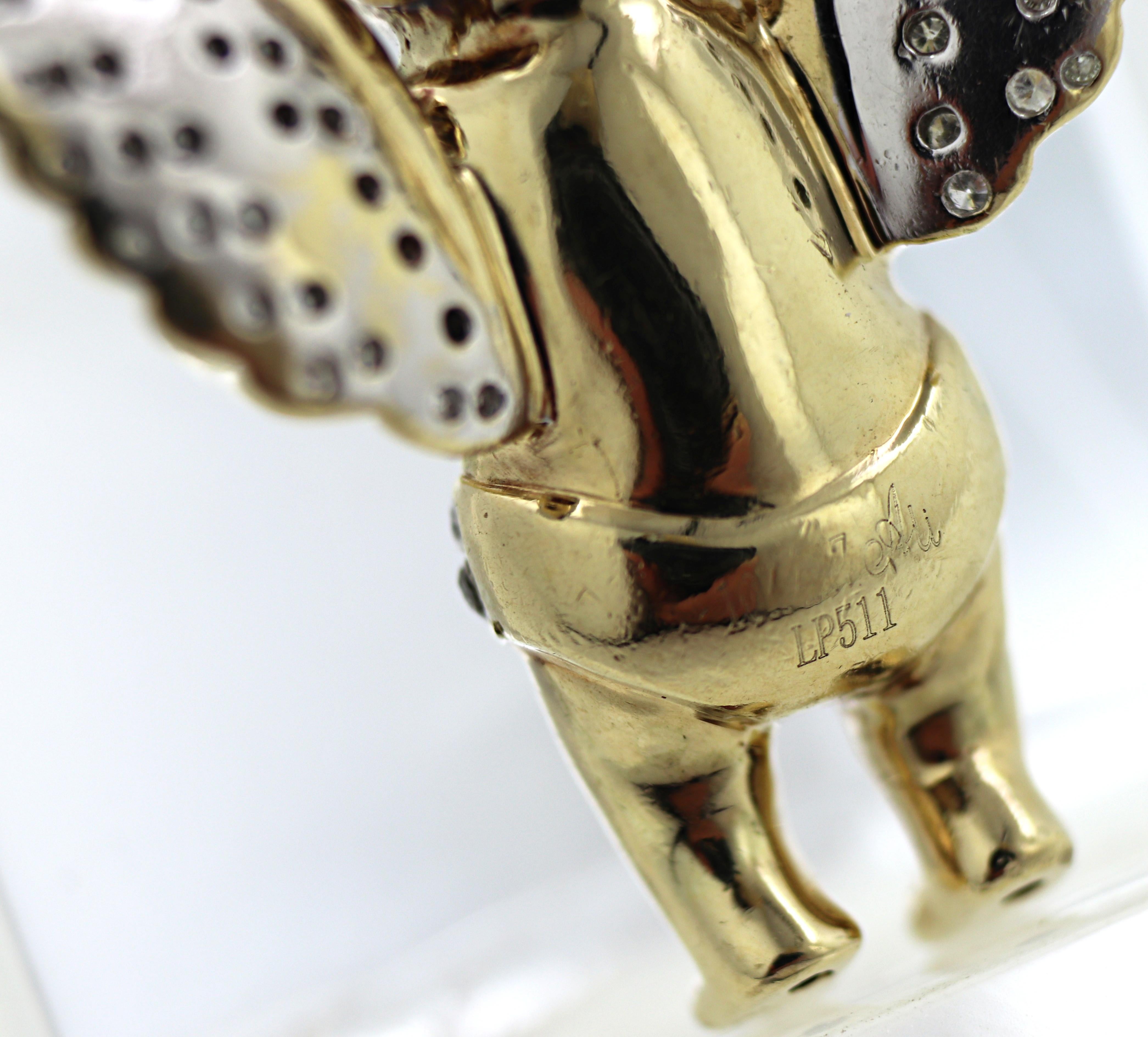 Diamant, Gelbgold Engel-Anhänger im Angebot 1