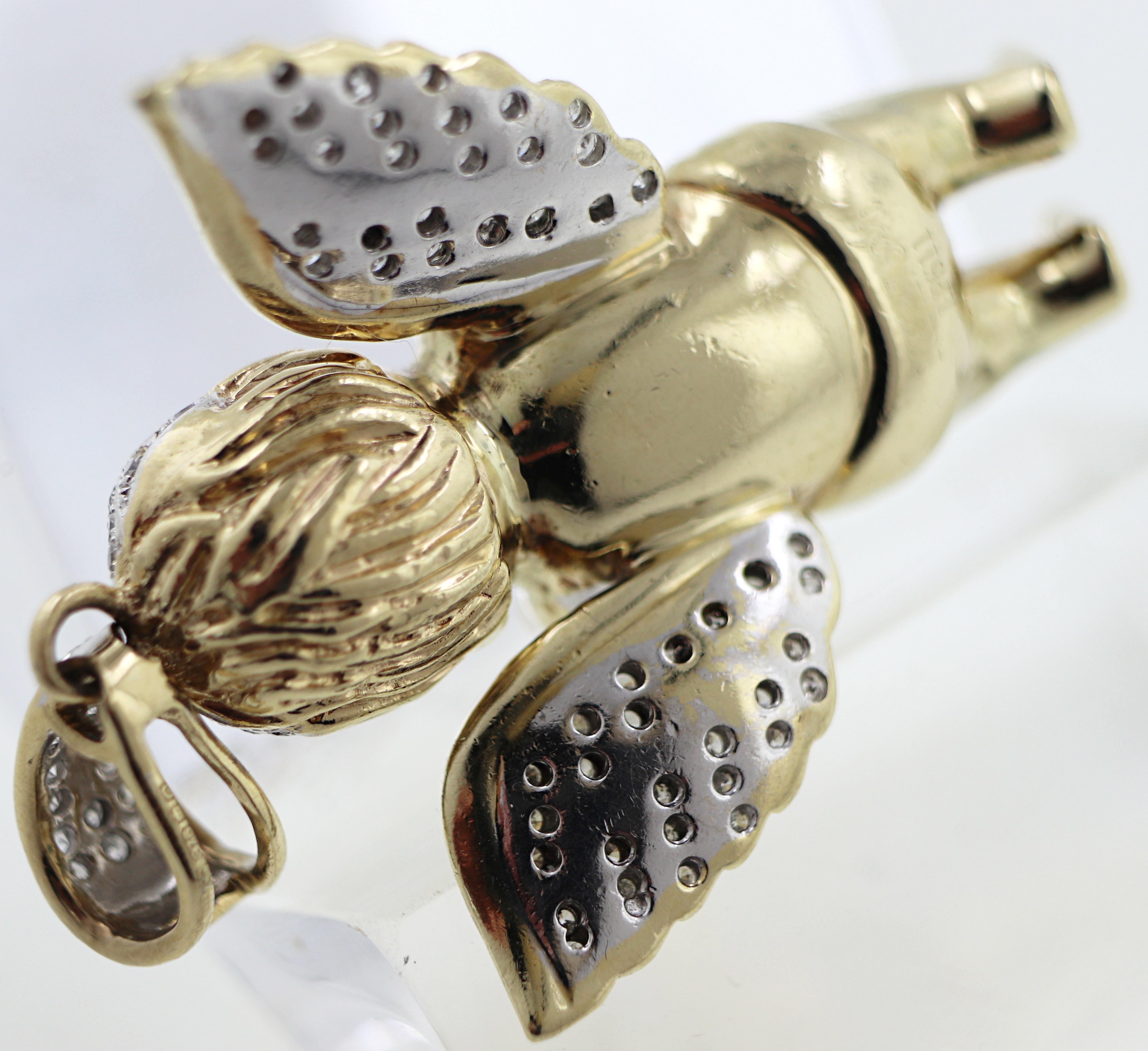 Diamant, Gelbgold Engel-Anhänger im Angebot 2