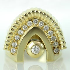 Diamond Yellow Gold Arch Unisex Ring