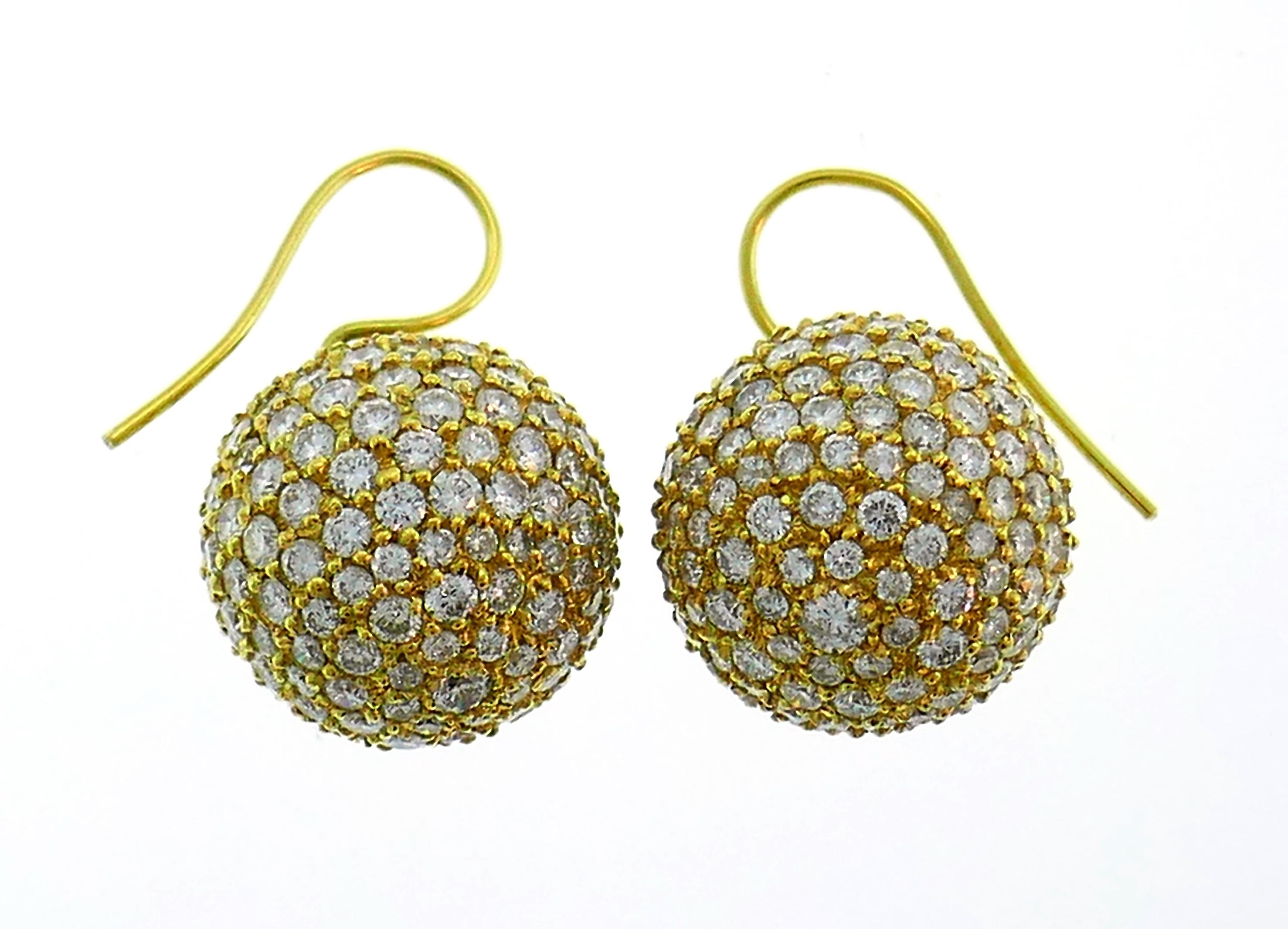 Women's Diamond Yellow Gold Ball Earrings