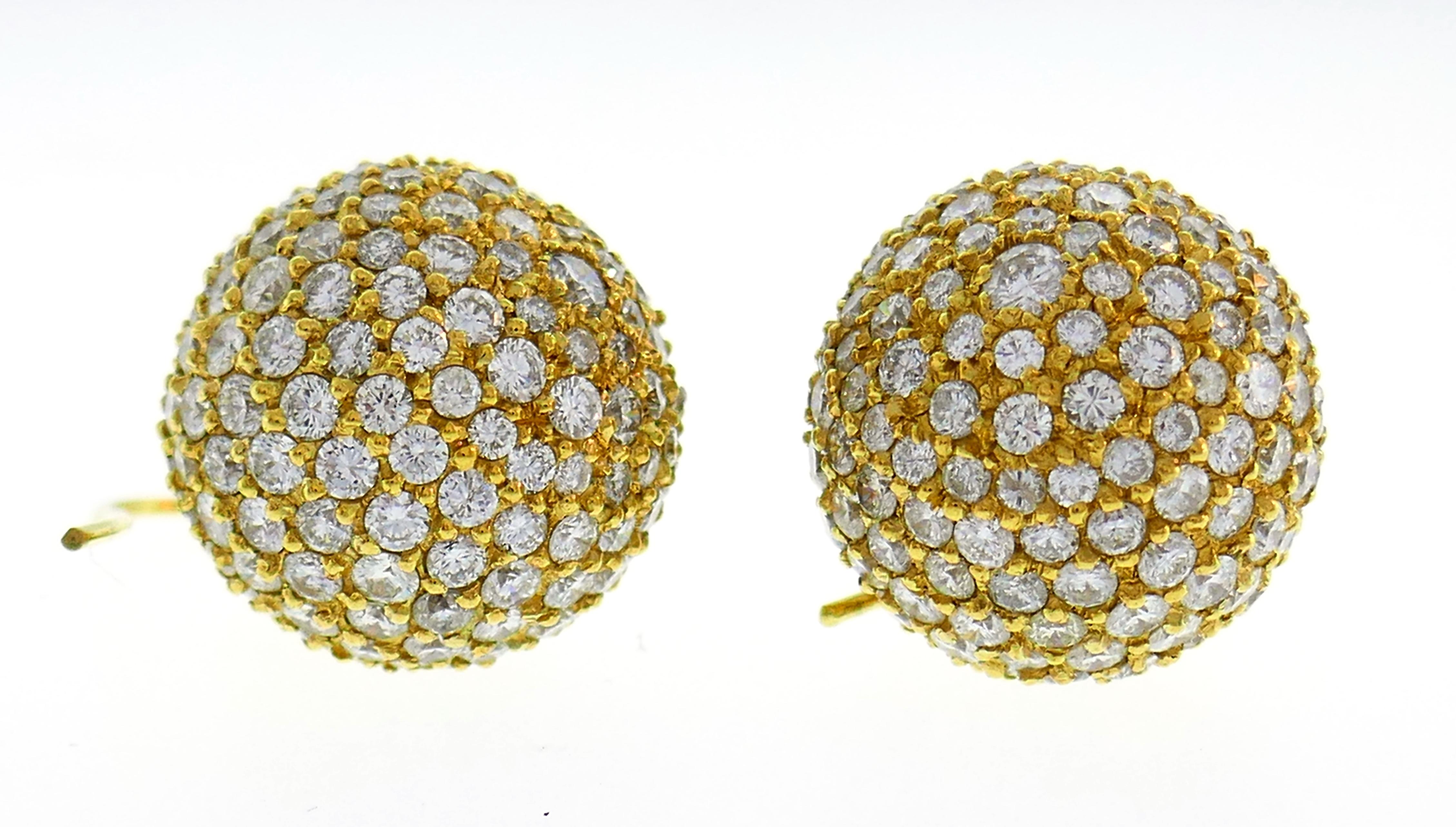Diamond Yellow Gold Ball Earrings 1